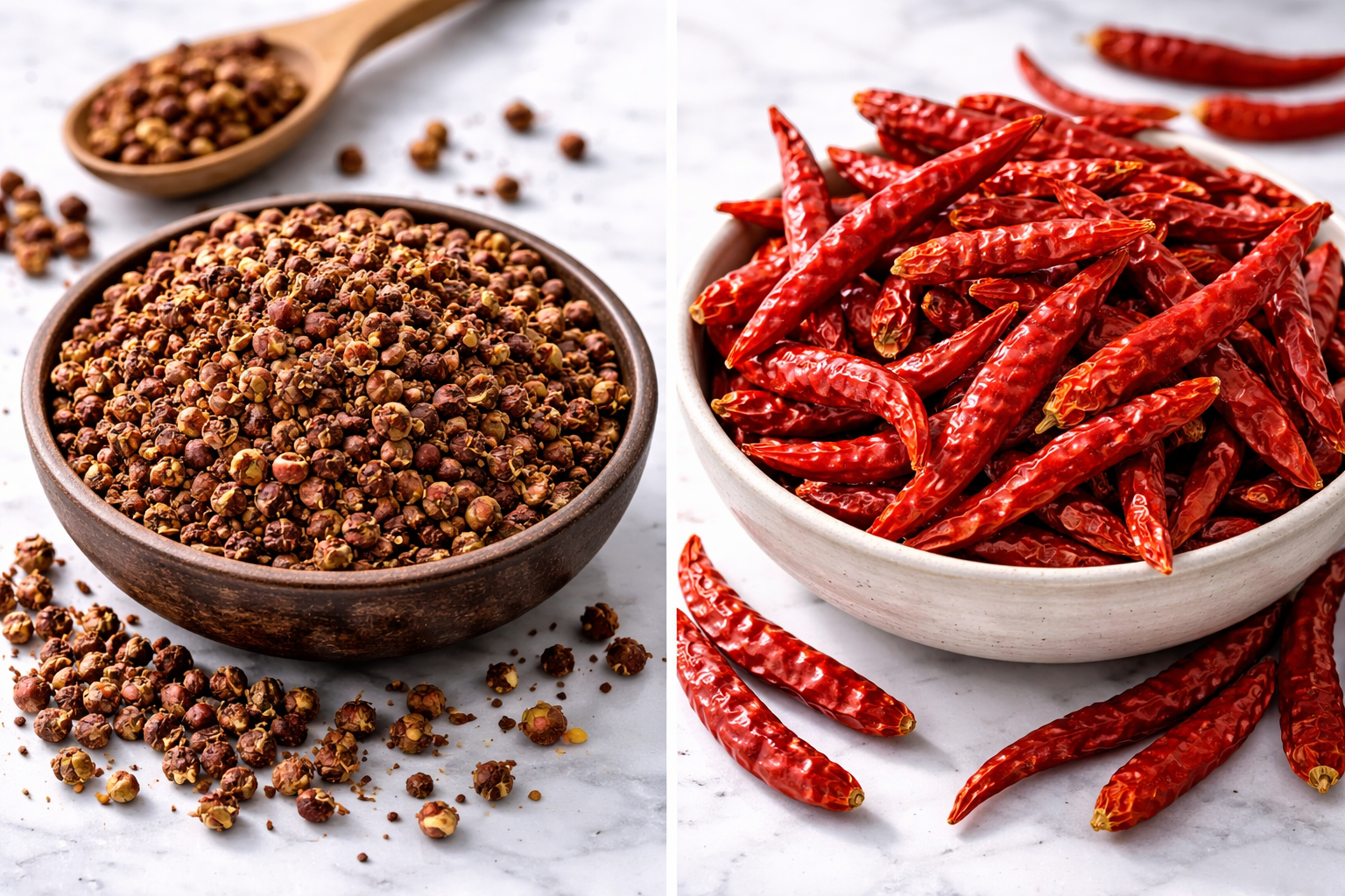 Sichuan peppercorns and dried chilies — two types of heat in chili crisp — Flavor Index Lab