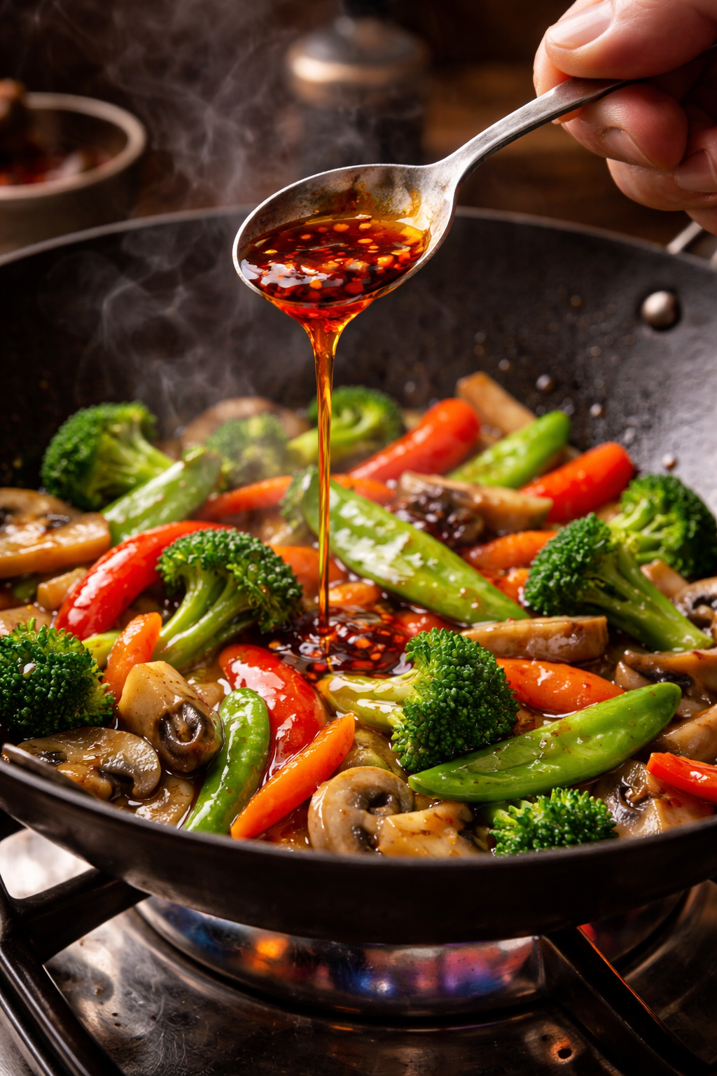 Cooking with chili oil in a hot pan — Flavor Index Lab