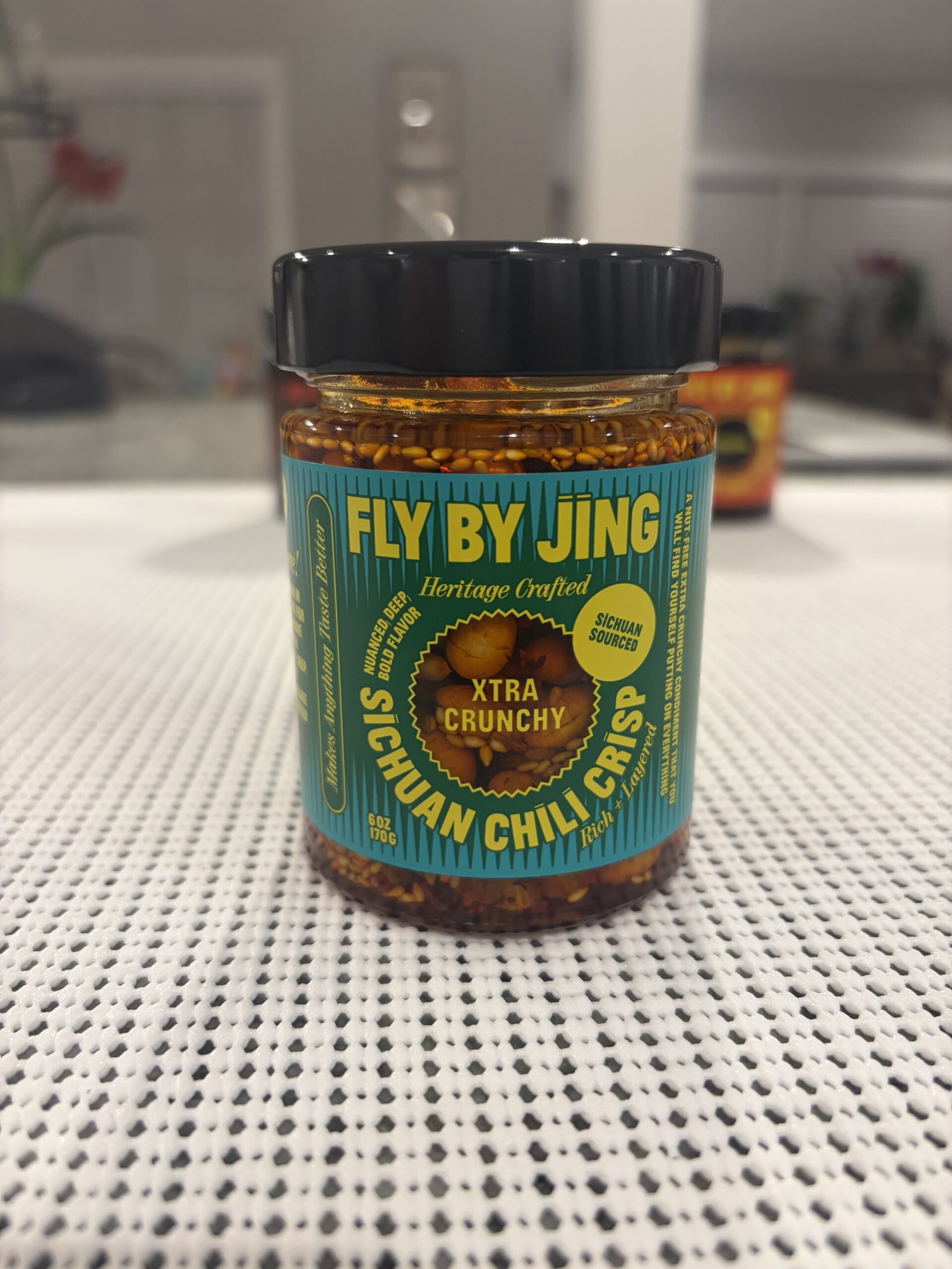 Fly By Jing Xtra Crunchy Sichuan Chili Crisp jar — Flavor Index Lab