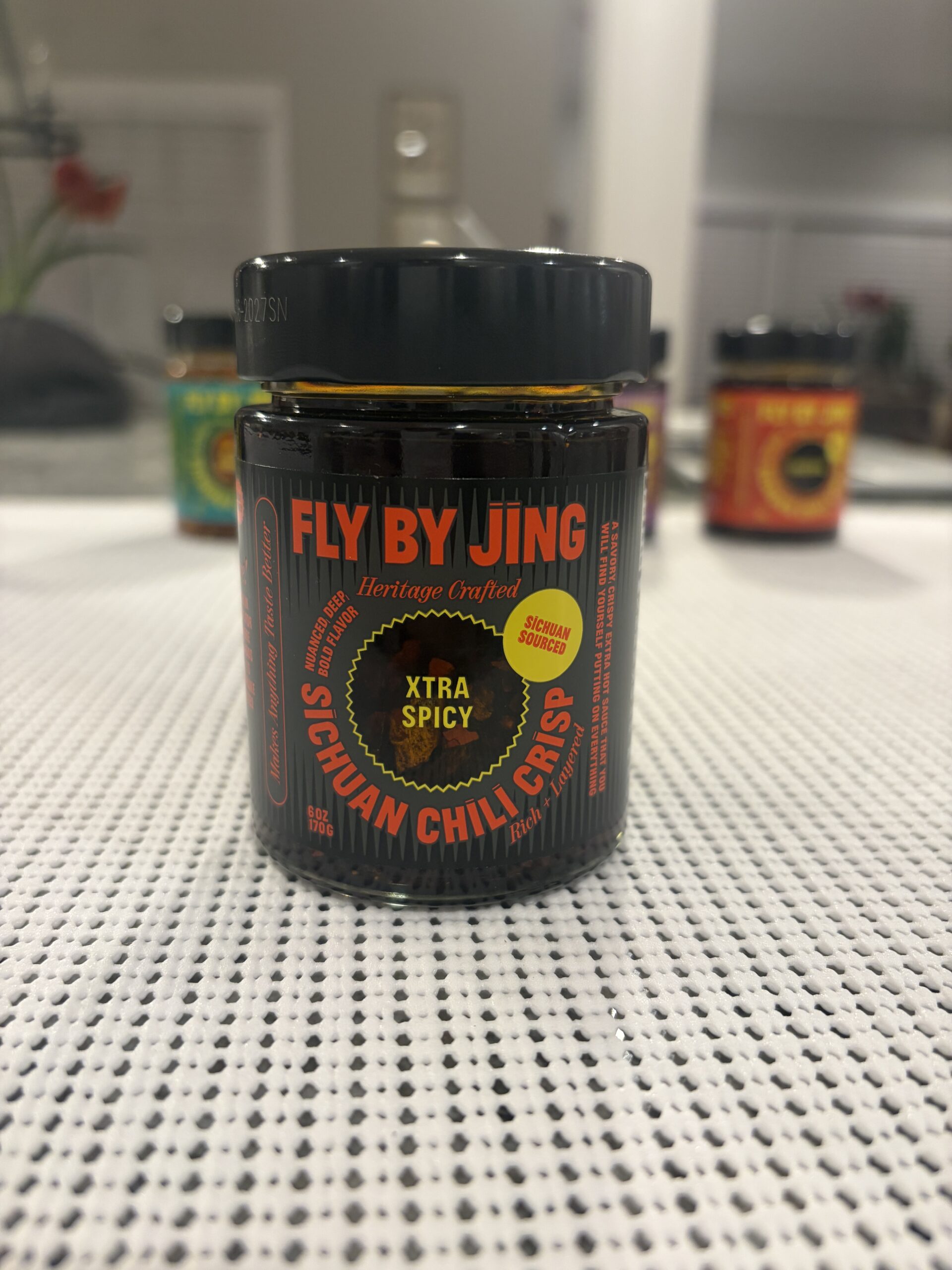 Fly By Jing Xtra Spicy chili crisp jar — Flavor Index Lab