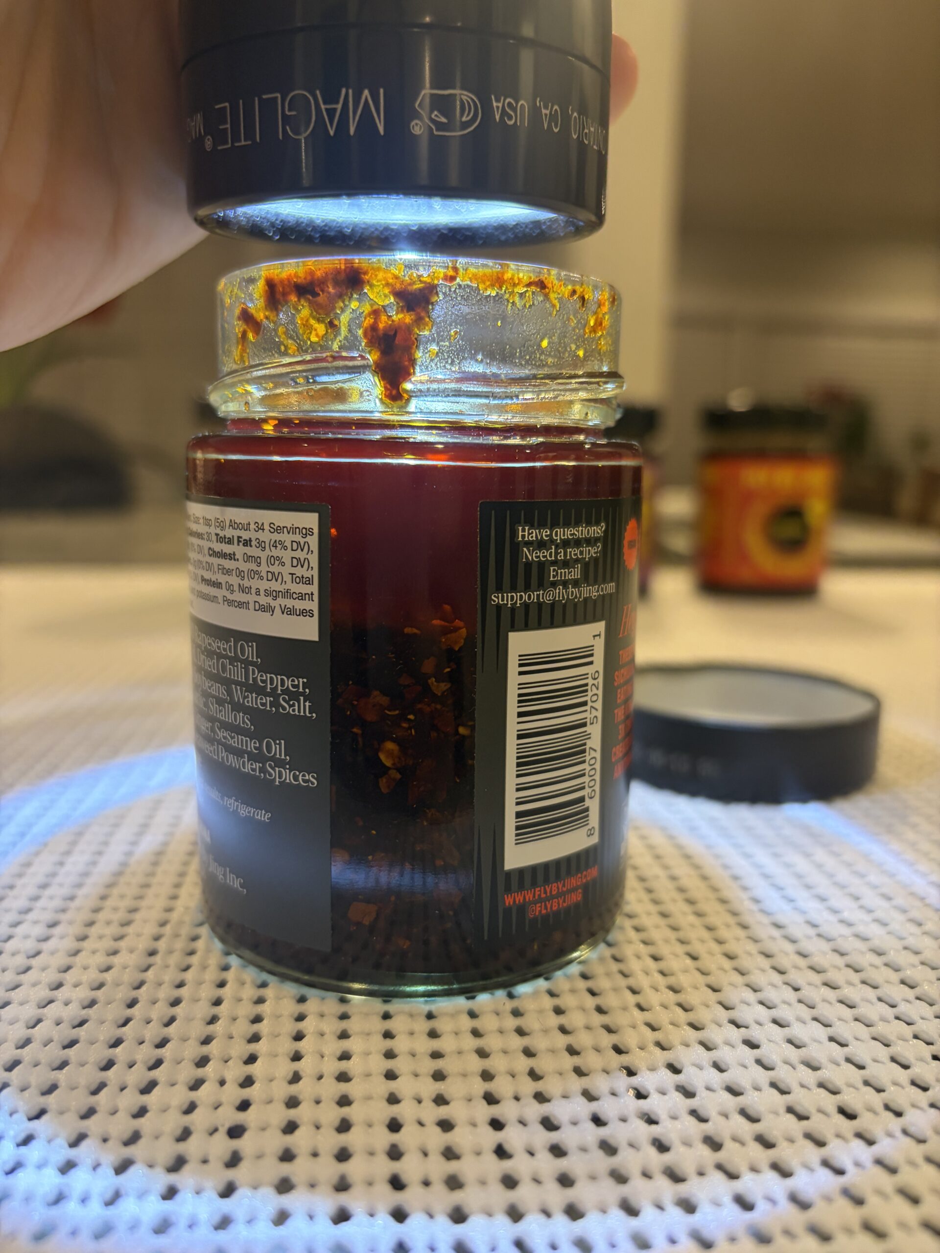 Fly By Jing Xtra Spicy chili crisp oil and solids — Flavor Index Lab