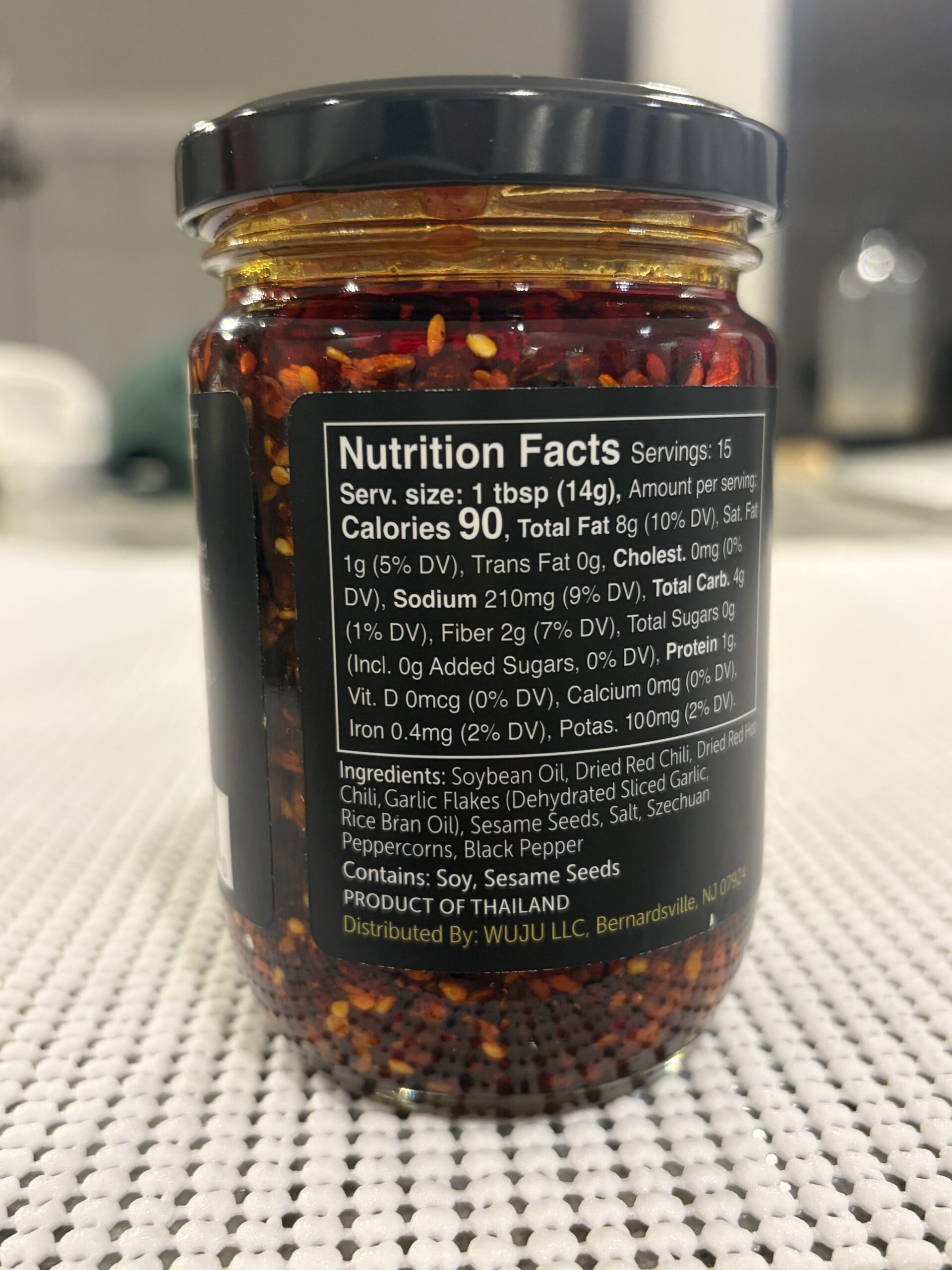 Wuju chili crisp nutrition label — Flavor Index Lab