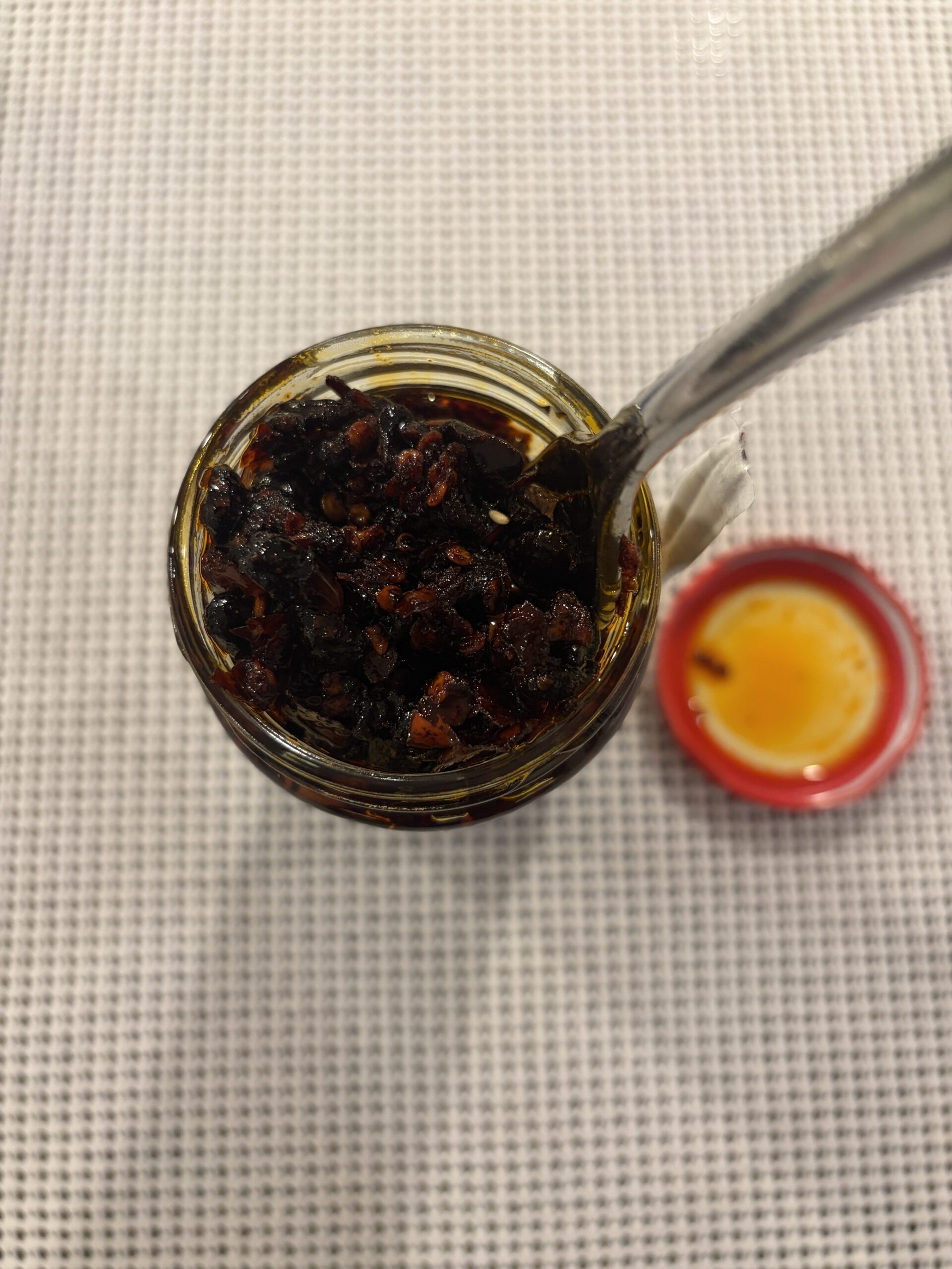 Lao Gan Ma Fermented Soybeans chili oil after stirring — Flavor Index Lab