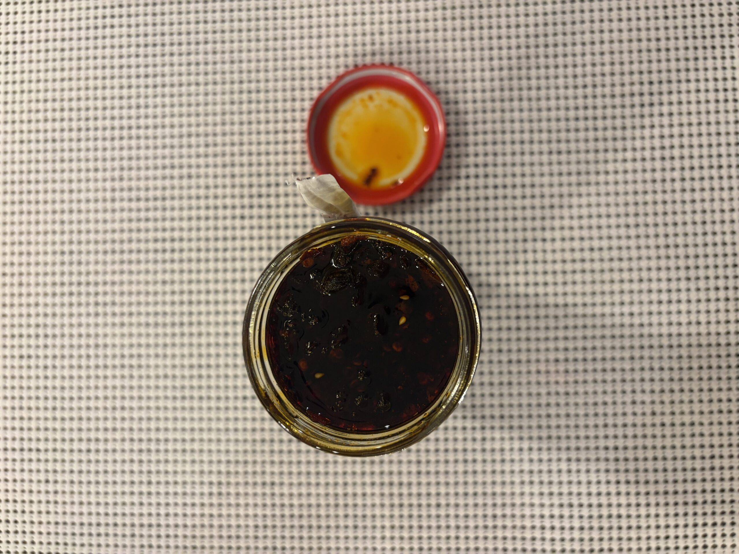 Lao Gan Ma Fermented Soybeans chili oil open jar — Flavor Index Lab