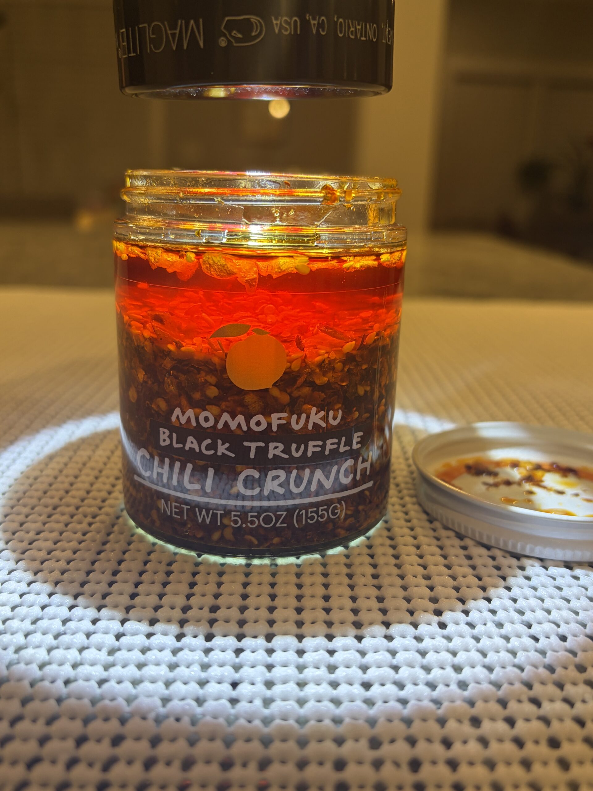 Momofuku Black Truffle Chili Crunch oil-to-solids settlement ratio — Flavor Index Lab