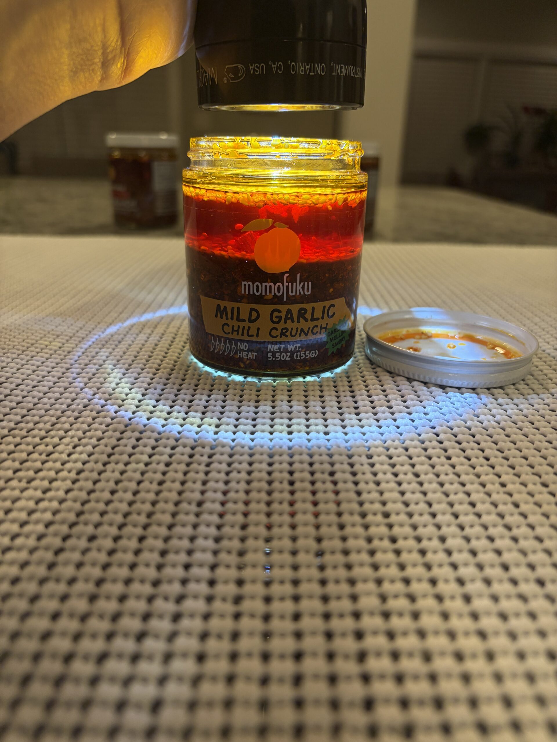 Momofuku Mild Garlic Chili Crunch oil and solids separation — Flavor Index Lab