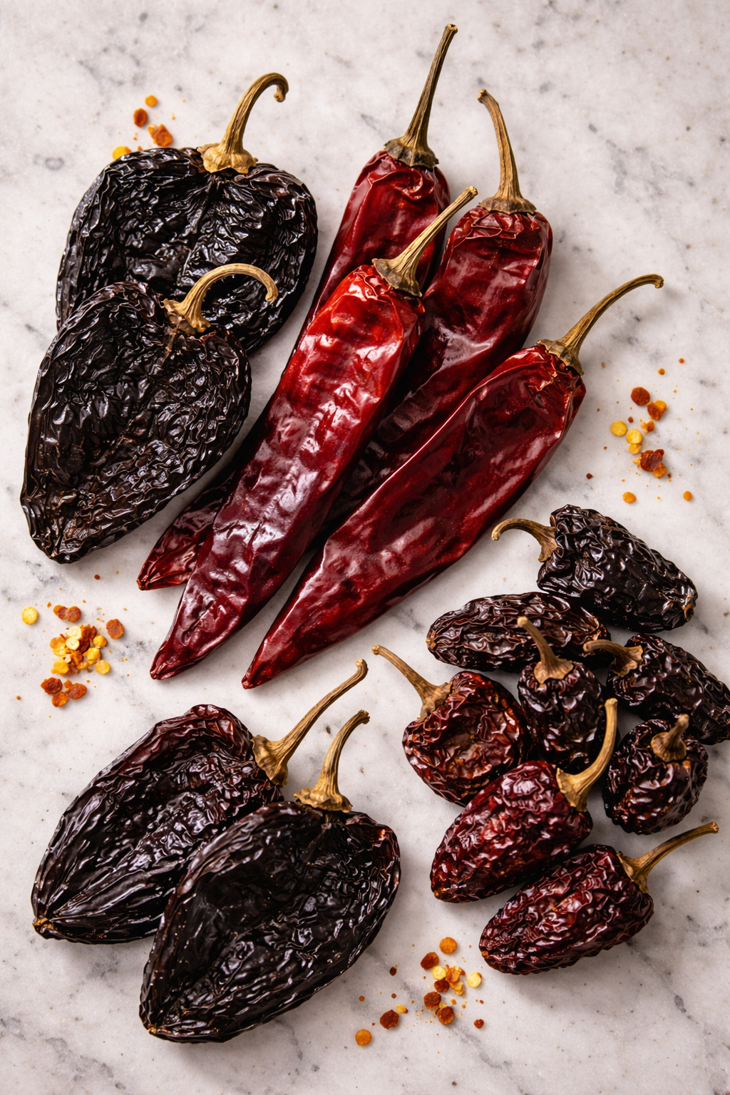 Dried Mexican chilies used in salsa macha — Flavor Index Lab