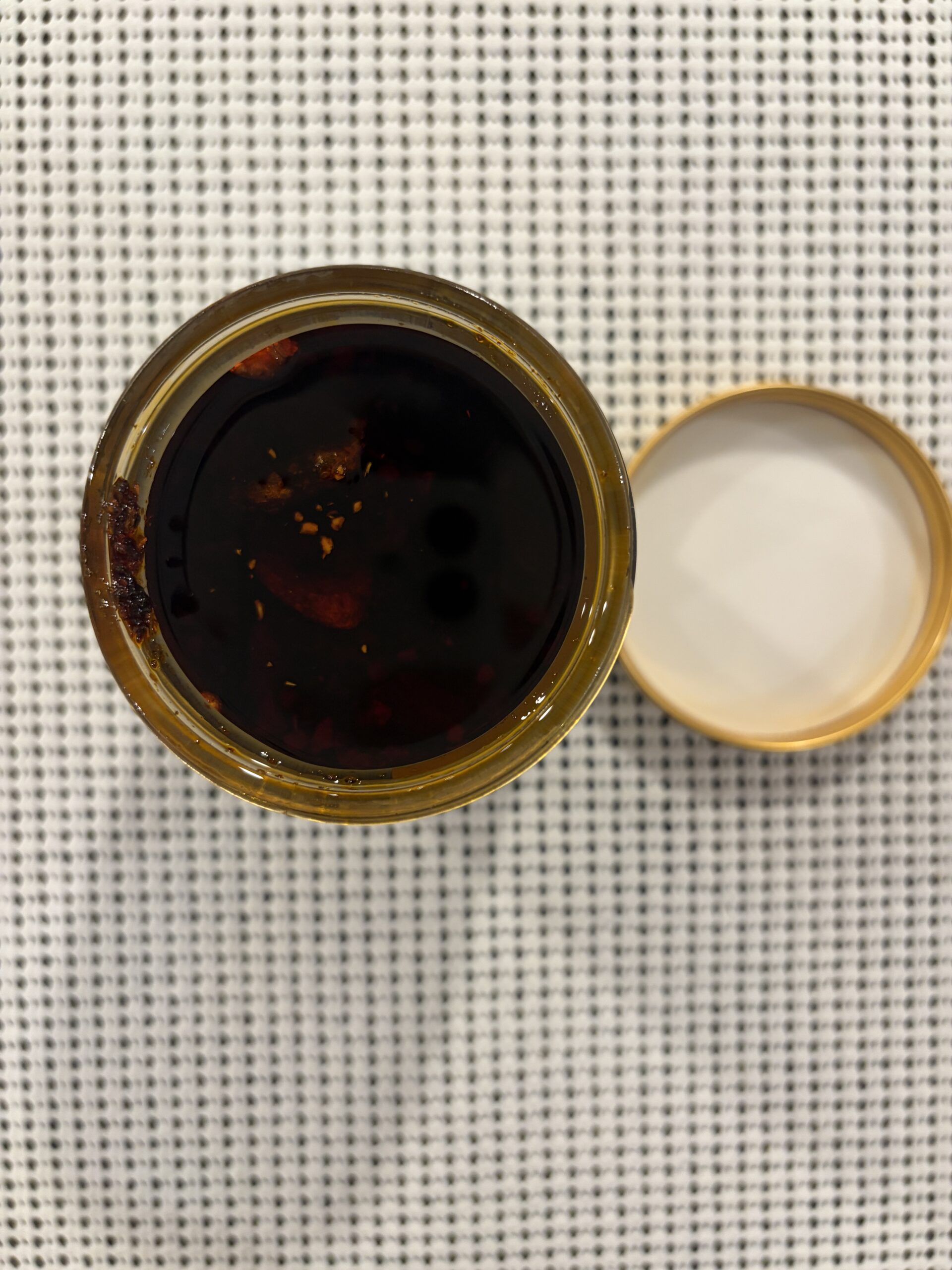 White Elephant Prik Nam Mun chili crisp open jar — Flavor Index Lab