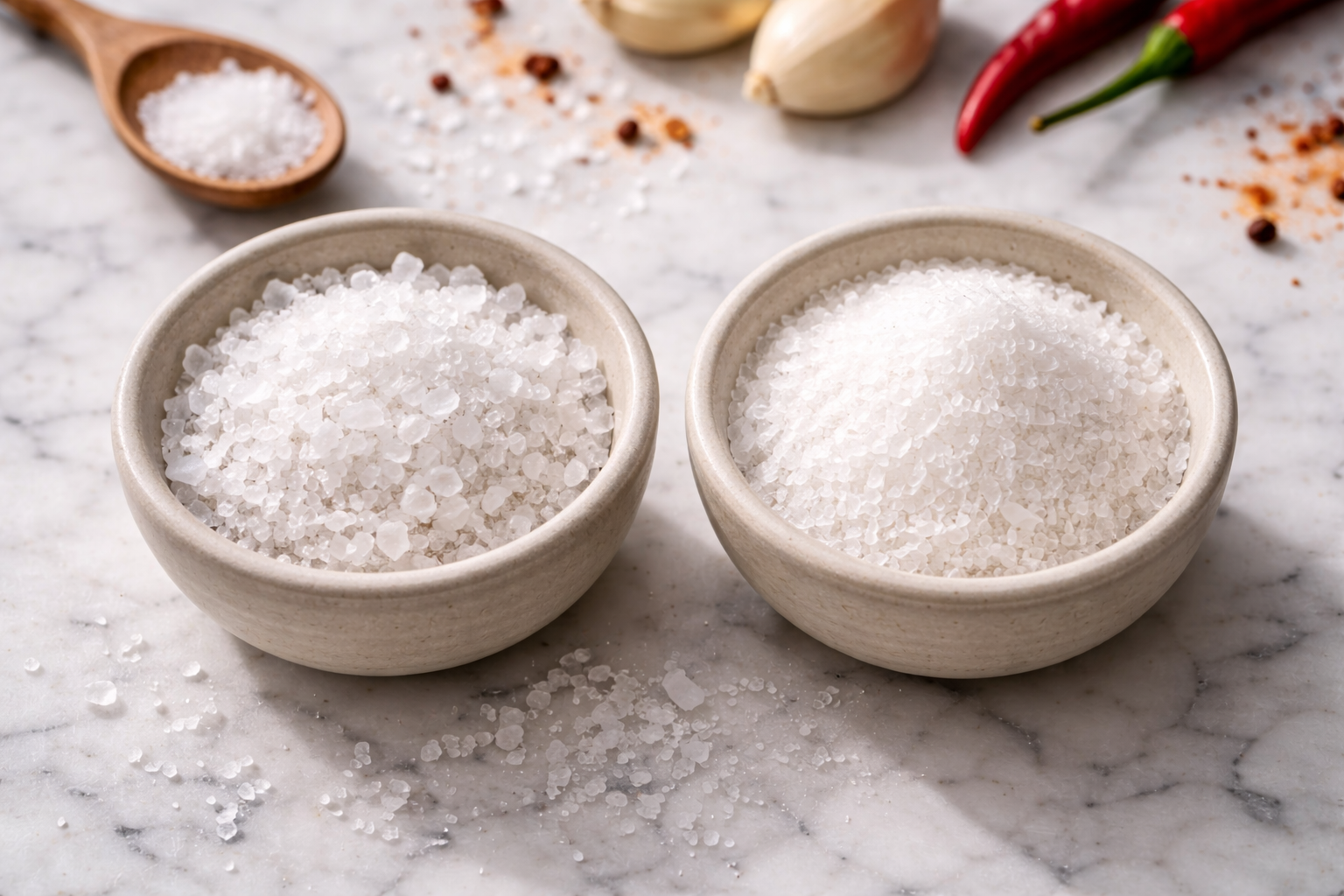 Salt and MSG crystals — the two main sodium sources in chili crisp — Flavor Index Lab