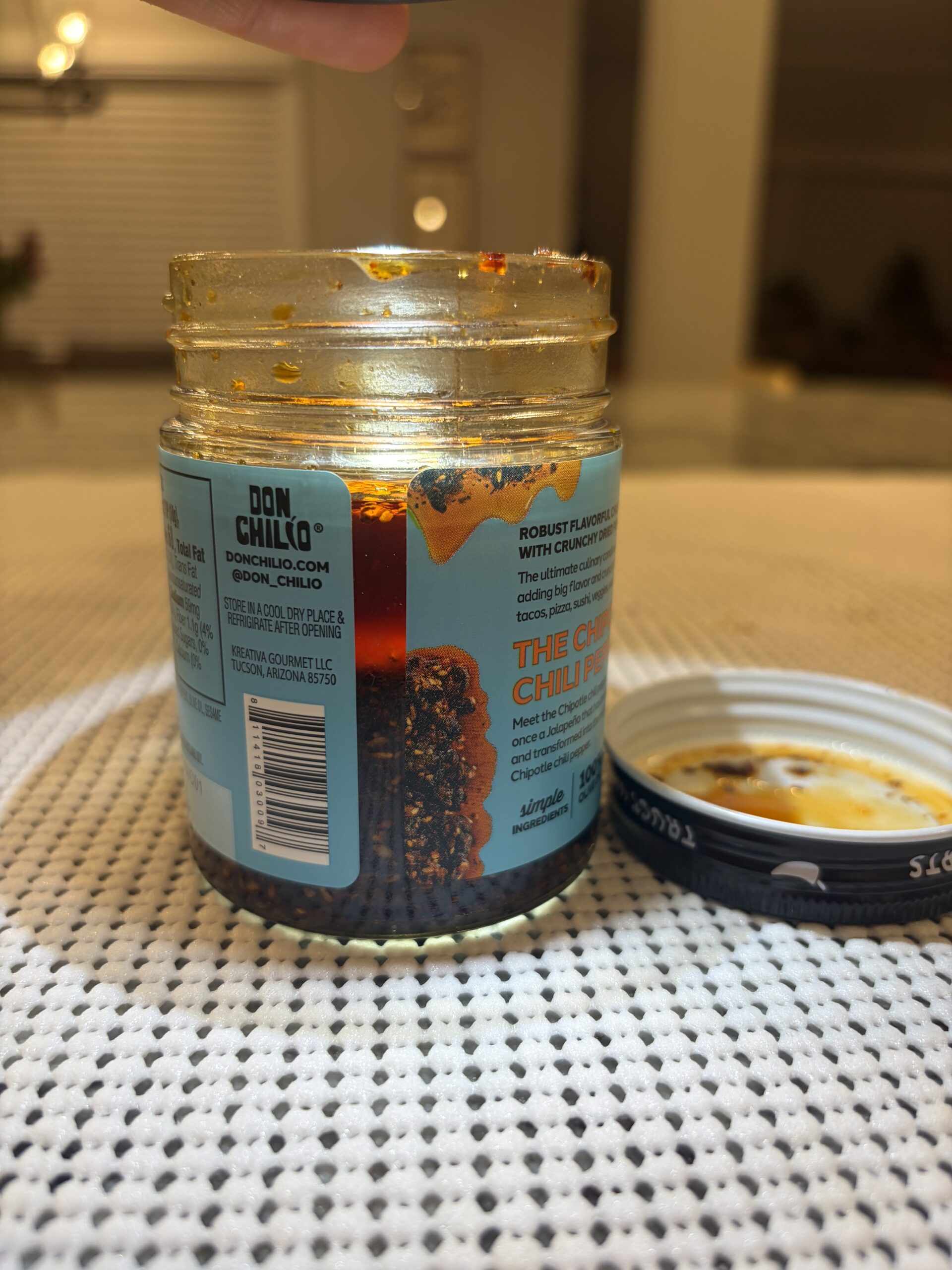 Don Chilio Chipotle Salsa Macha oil and chili settlement . Flavor Index Lab