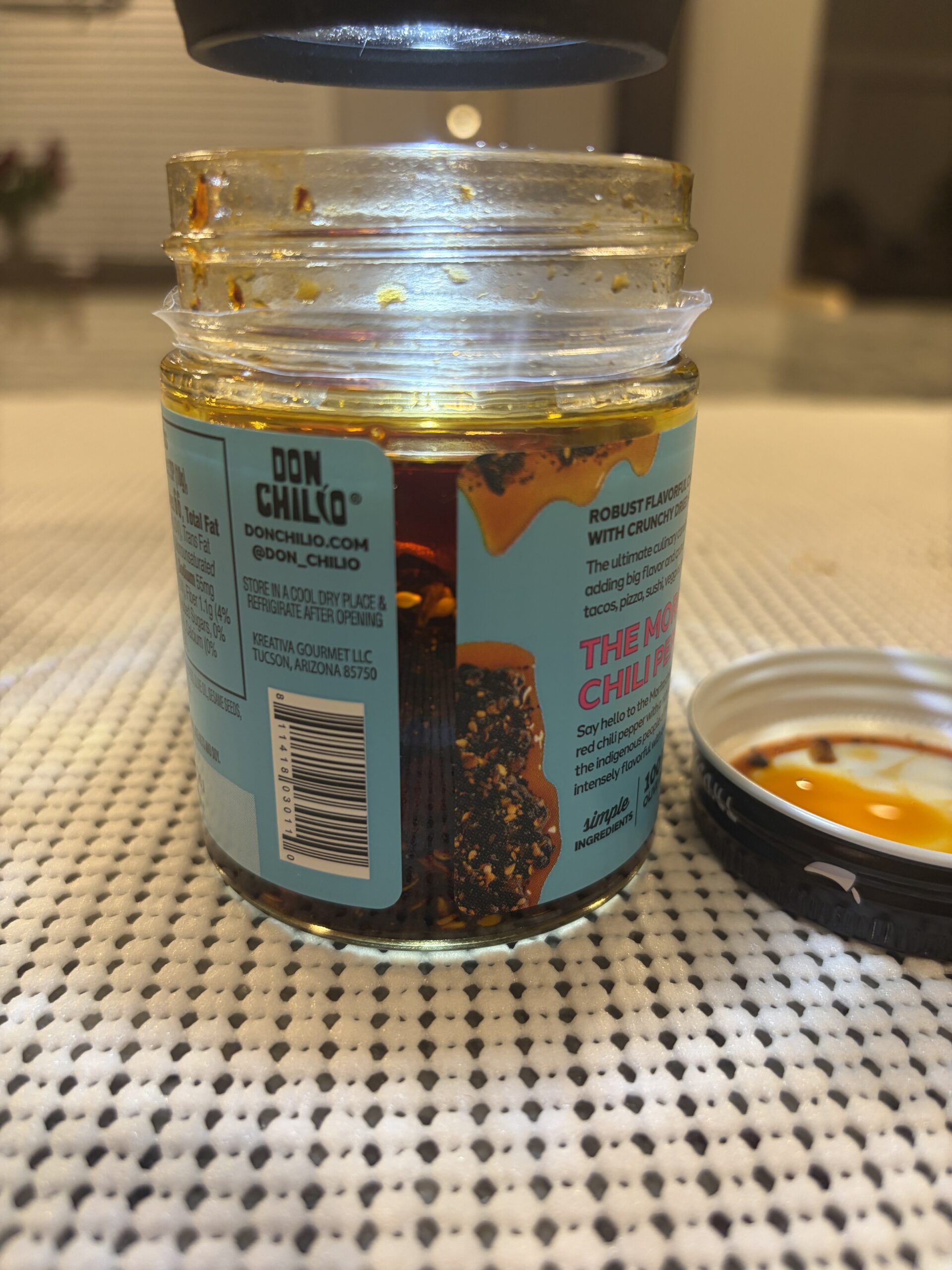 Don Chilio Morita salsa macha oil and chili settlement . Flavor Index Lab
