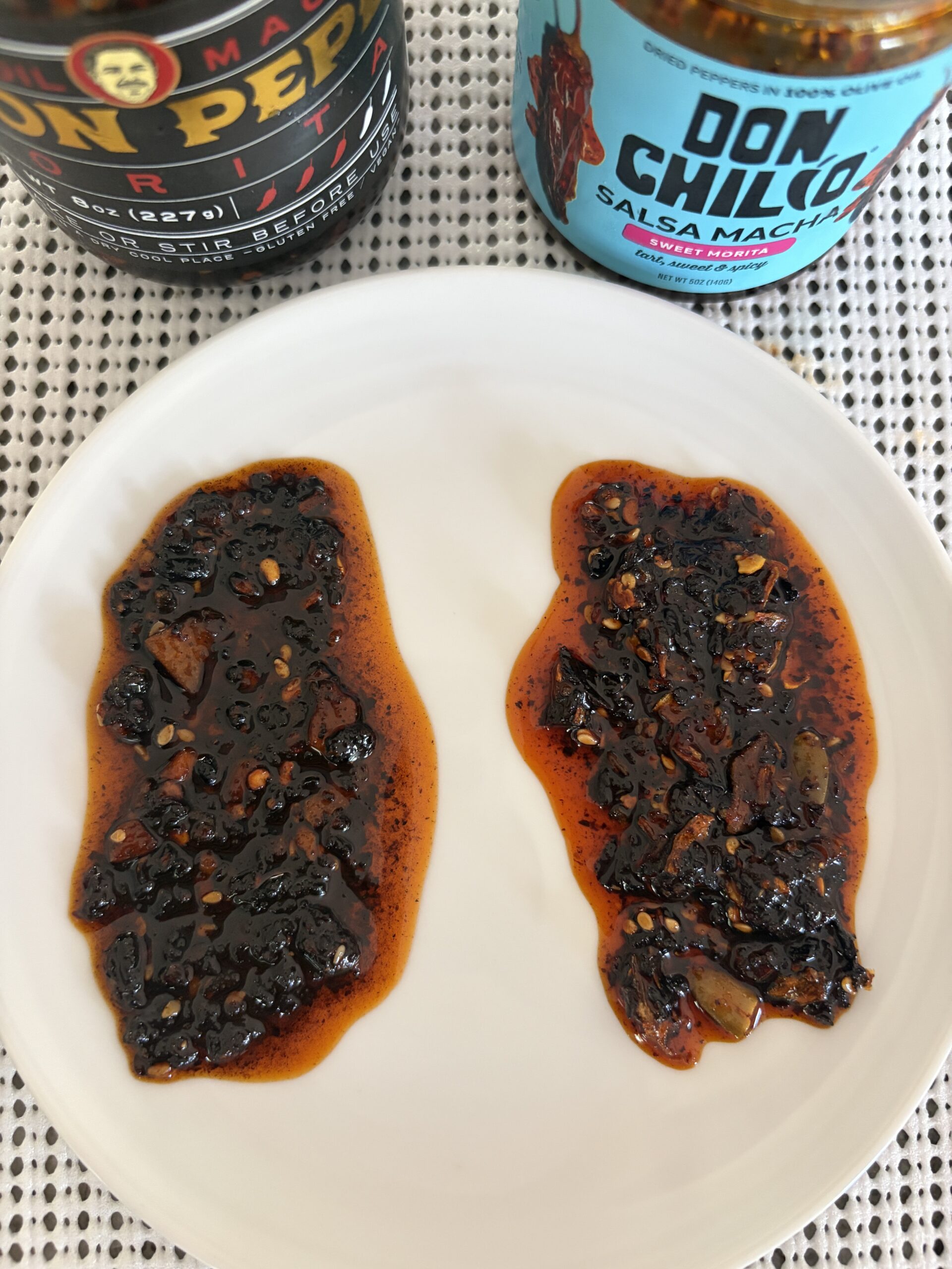 Don Chilio vs Don Pepe salsa macha texture comparison — Flavor Index Lab