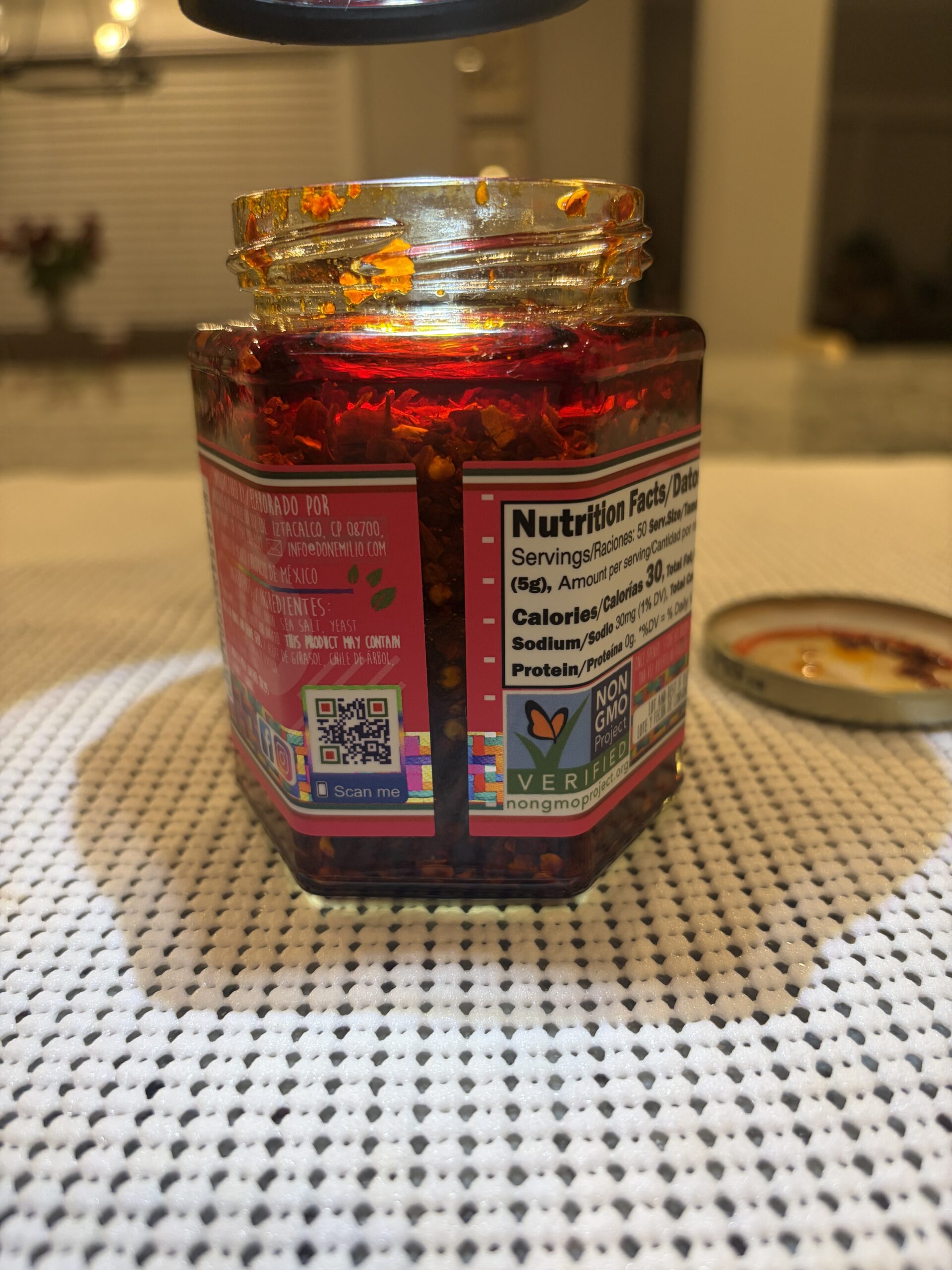 Don Emilio salsa macha oil and chili settlement in jar — Flavor Index Lab