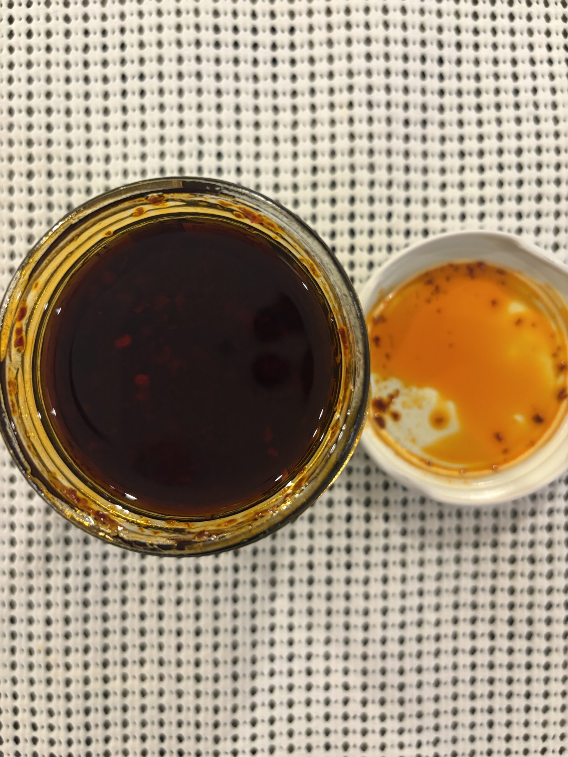 Everiday garlic chili oil open jar showing dark paste — Flavor Index Lab