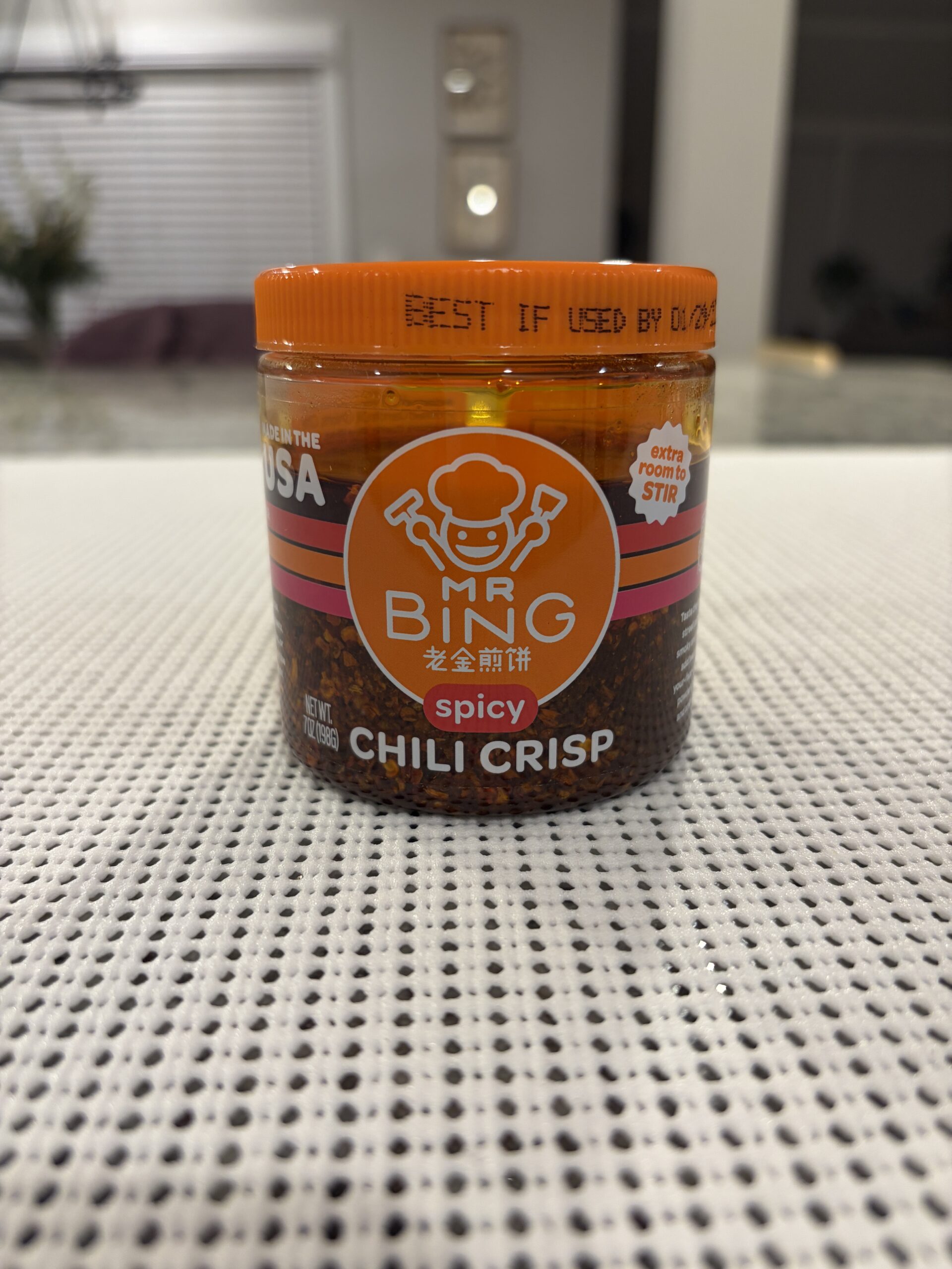 Mr. Bing spicy chili crisp jar front label — Flavor Index Lab