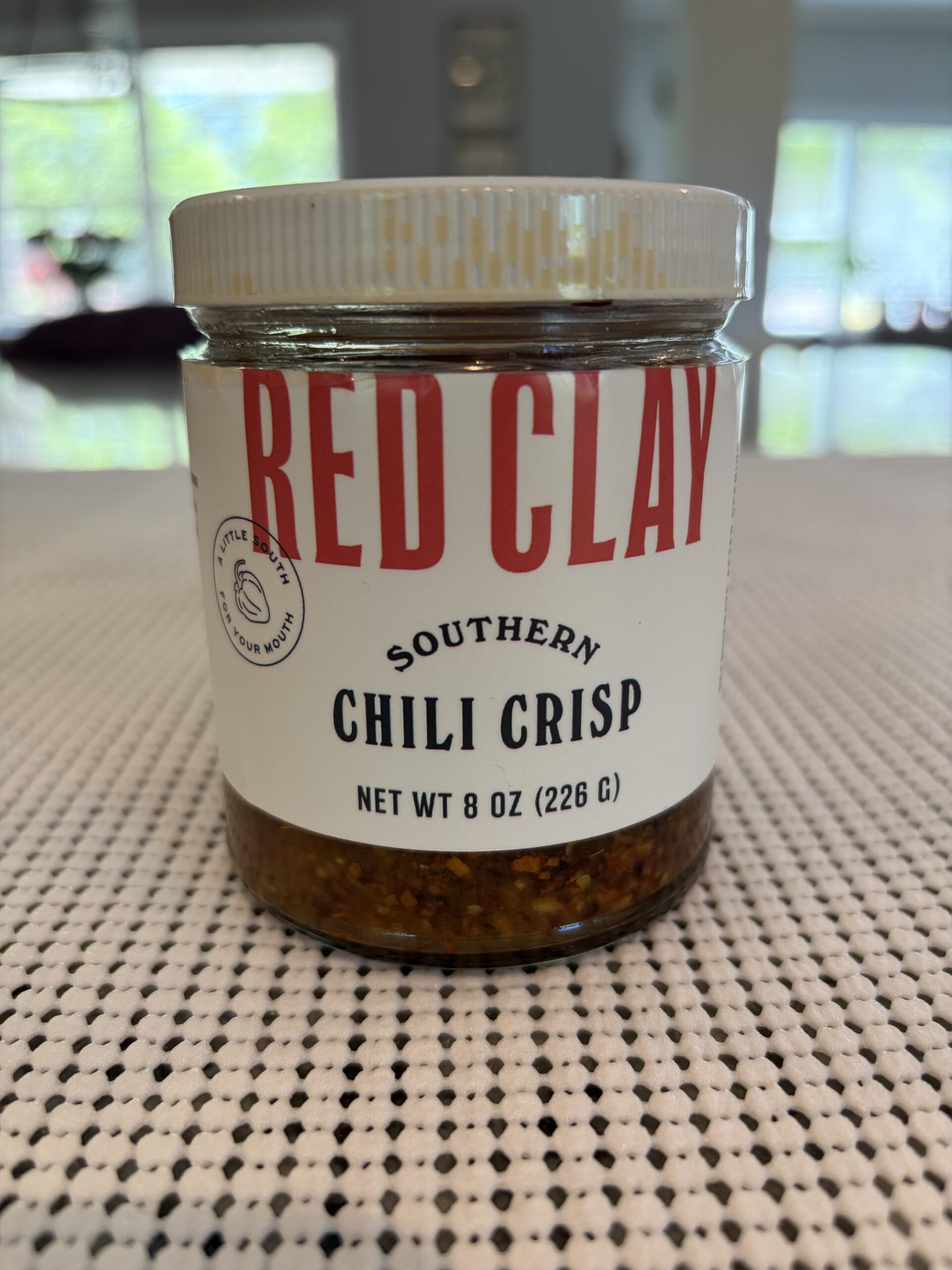 Red Clay Southern Chili Crisp Review — Red Clay Southern Chili Crisp jar front label — Flavor Index Lab