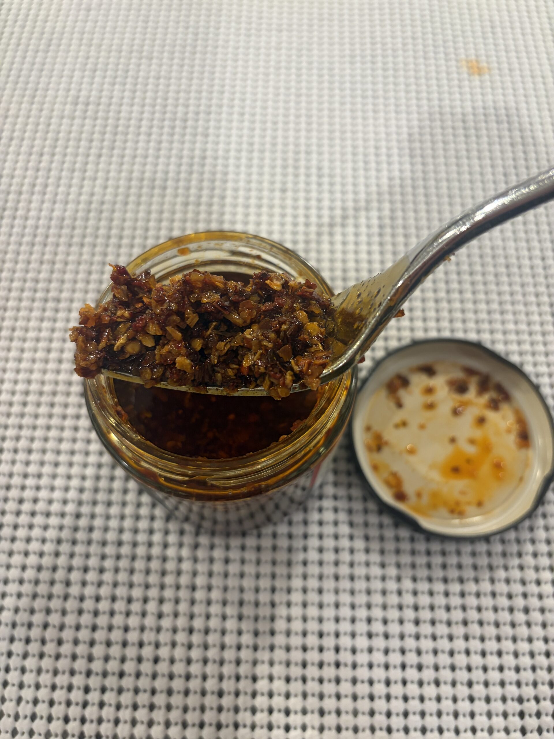 Sabatino Calabrian Truffle Crunch fork pull showing consistency — Flavor Index Lab