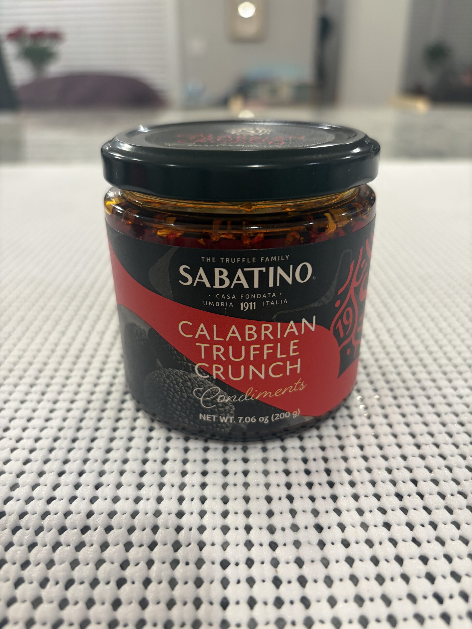 Sabatino Calabrian Truffle Crunch review jar — Flavor Index Lab