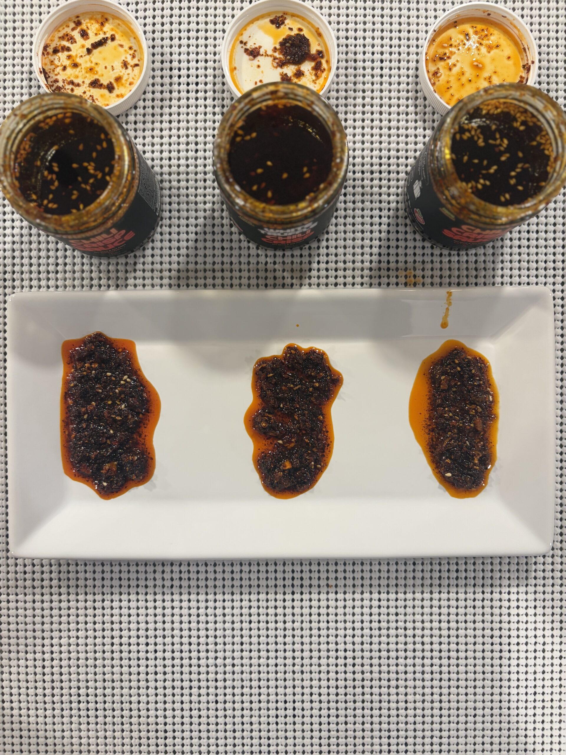 Sauce Up NYC chili crisp varieties top-down comparison — Flavor Index Lab