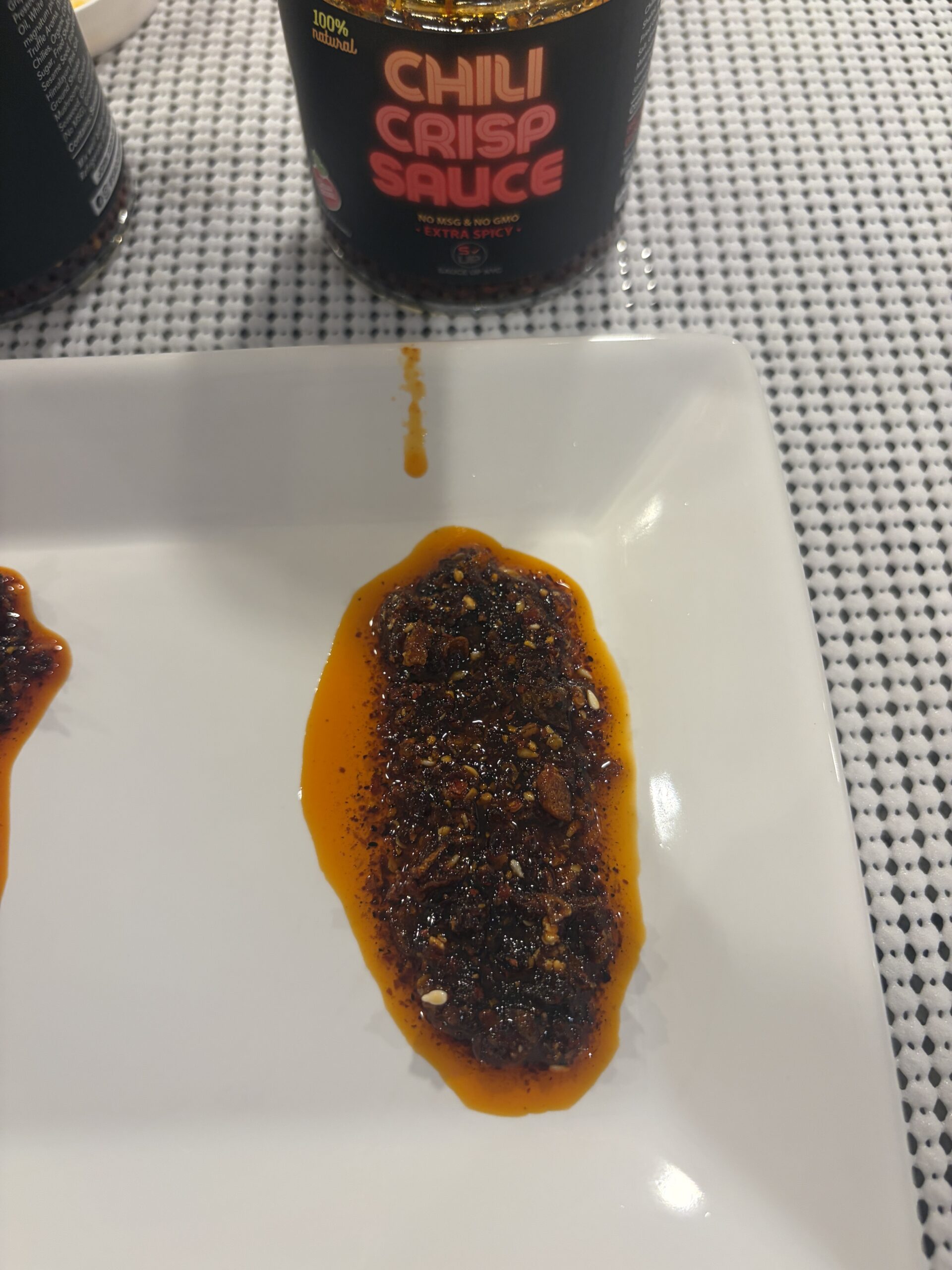 Sauce Up NYC Extra Spicy chili crisp plated — Flavor Index Lab