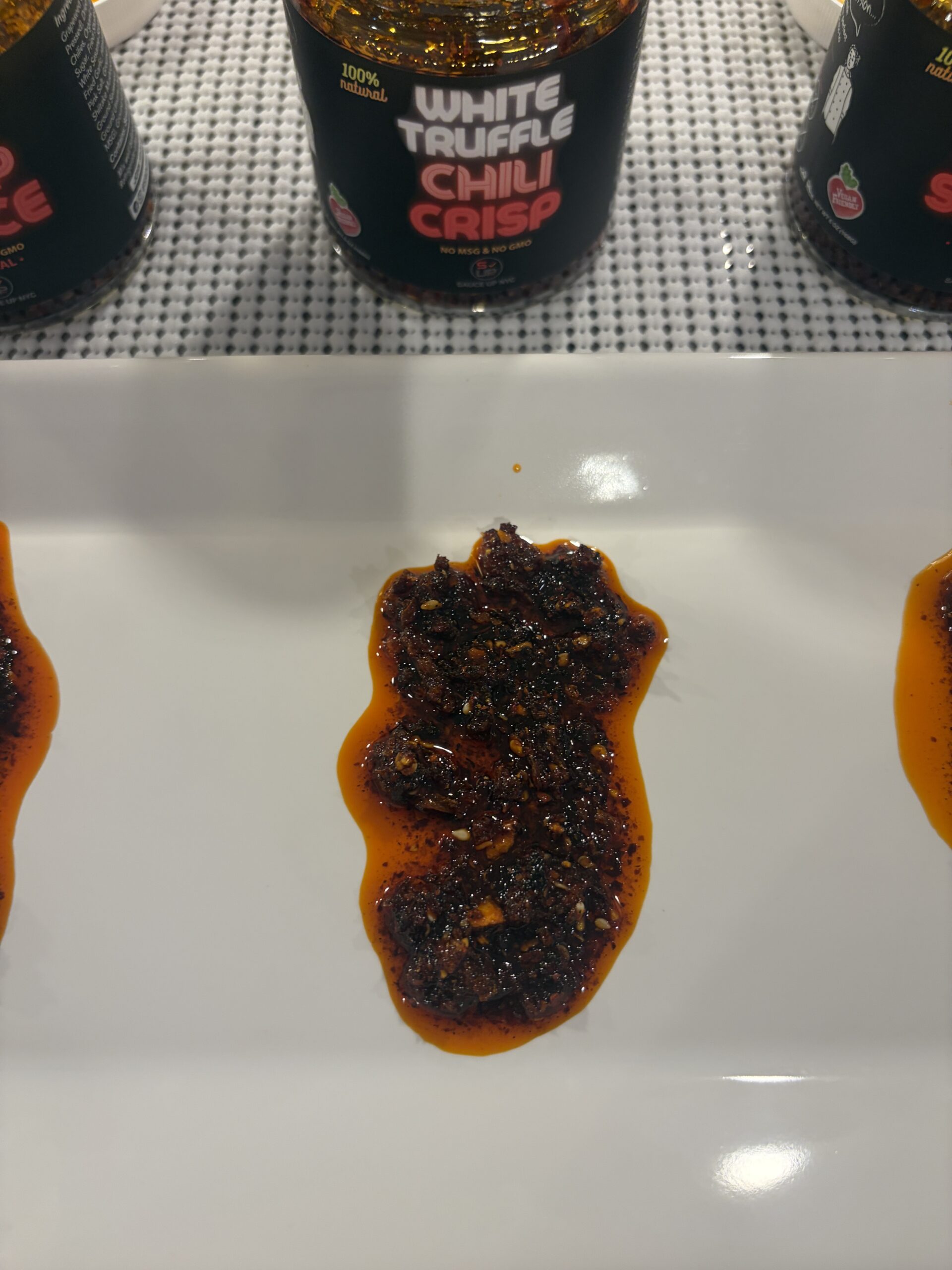 Sauce Up NYC White Truffle chili crisp plated — Flavor Index Lab