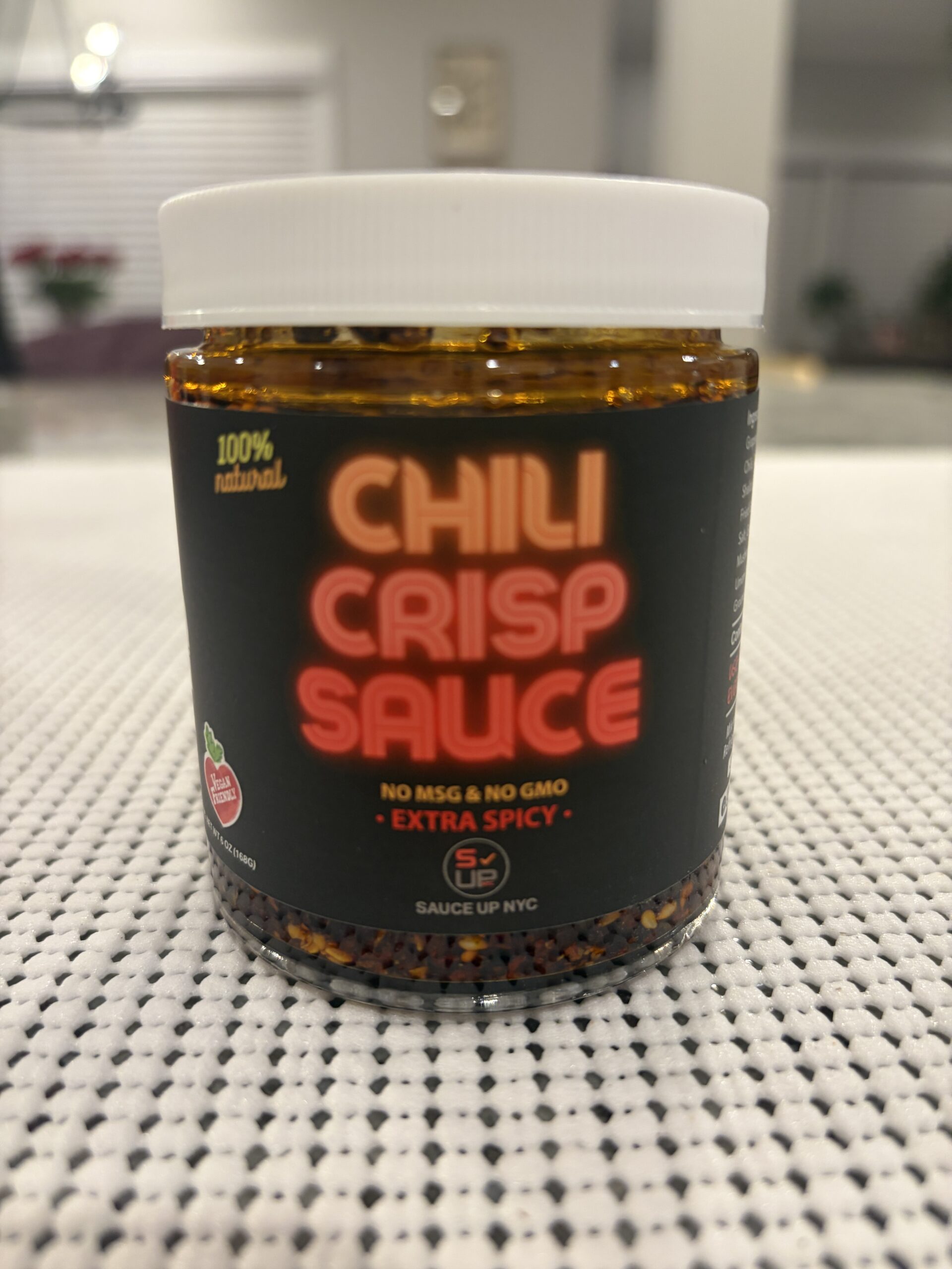 Sauce Up Extra Spicy chili crisp review jar — Flavor Index Lab