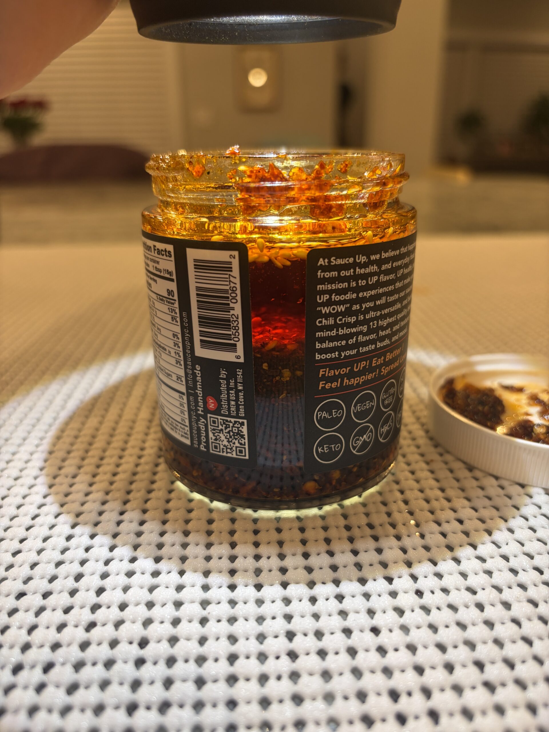Sauce Up Extra Spicy chili crisp oil and chili flakes — Flavor Index Lab
