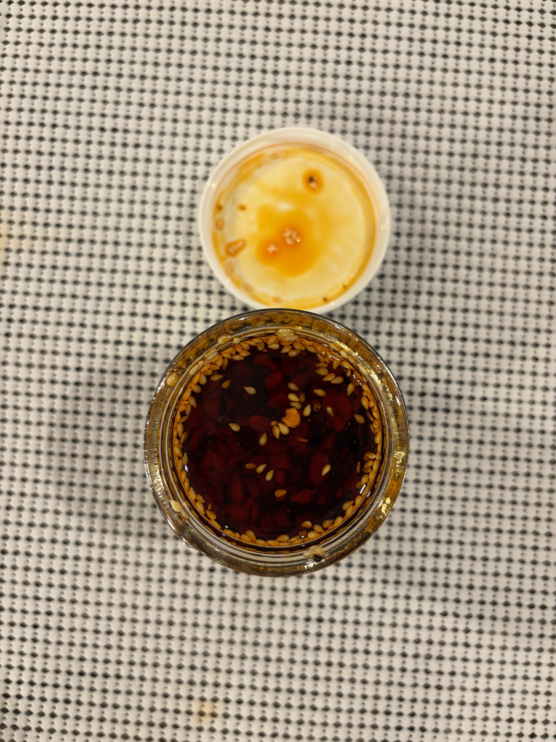 Sauce Up salsa macha open jar showing peanuts and seeds — Flavor Index Lab