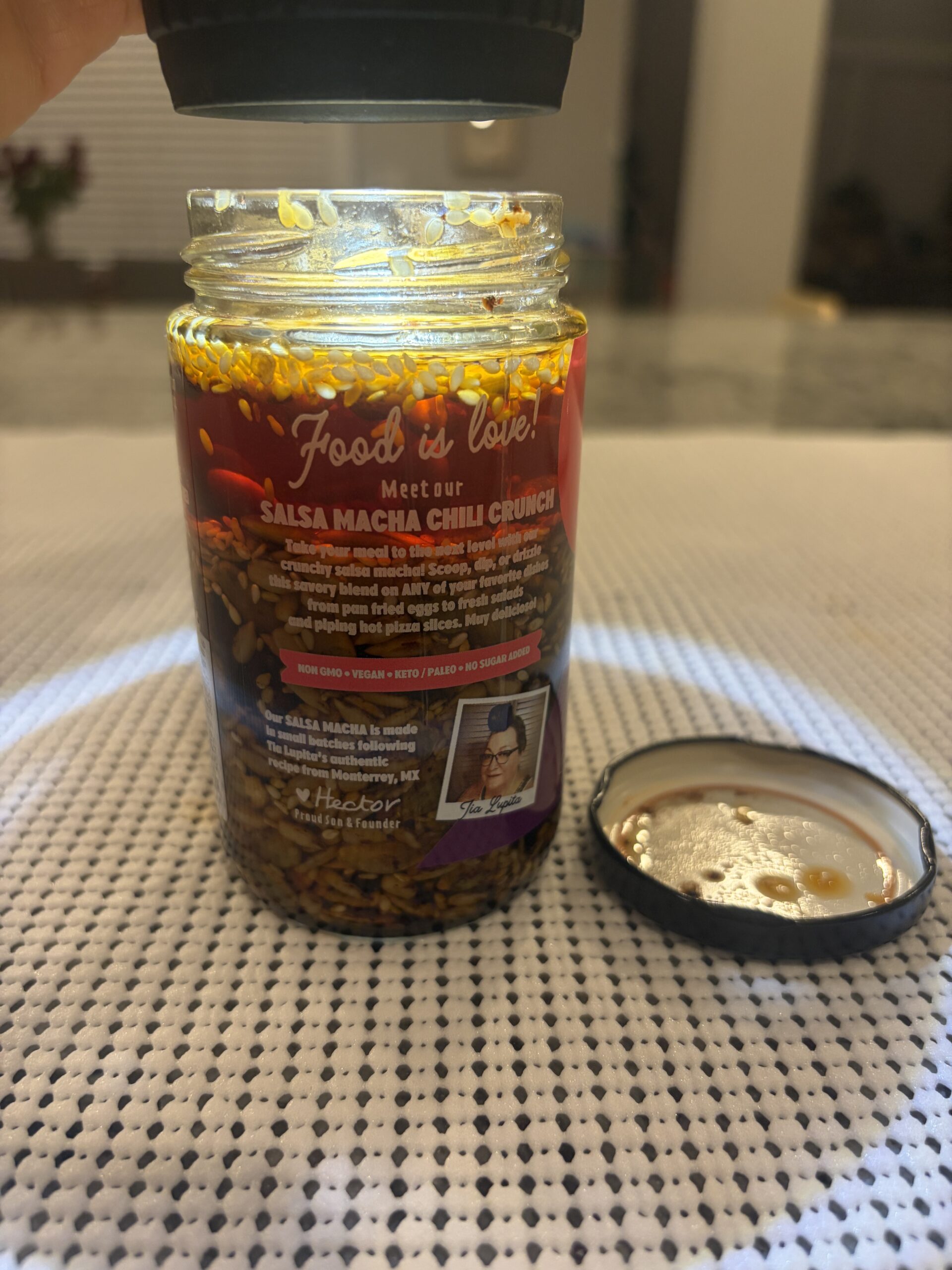 Tia Lupita Sweet Cranberry salsa macha oil and seed settlement — Flavor Index Lab
