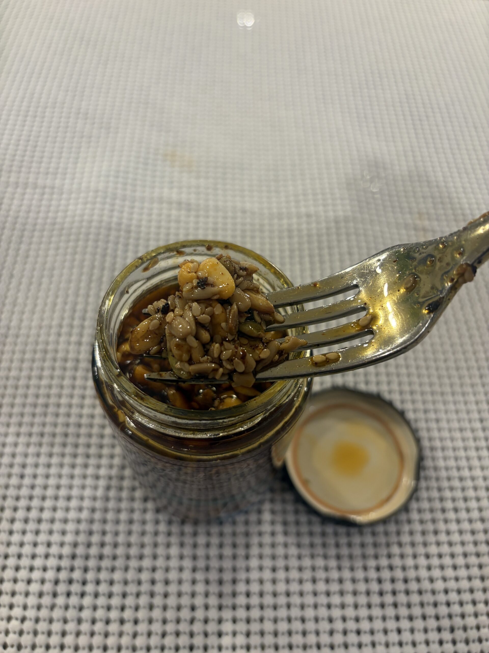 Tia Lupita Savory Peanut salsa macha fork pull — Flavor Index Lab