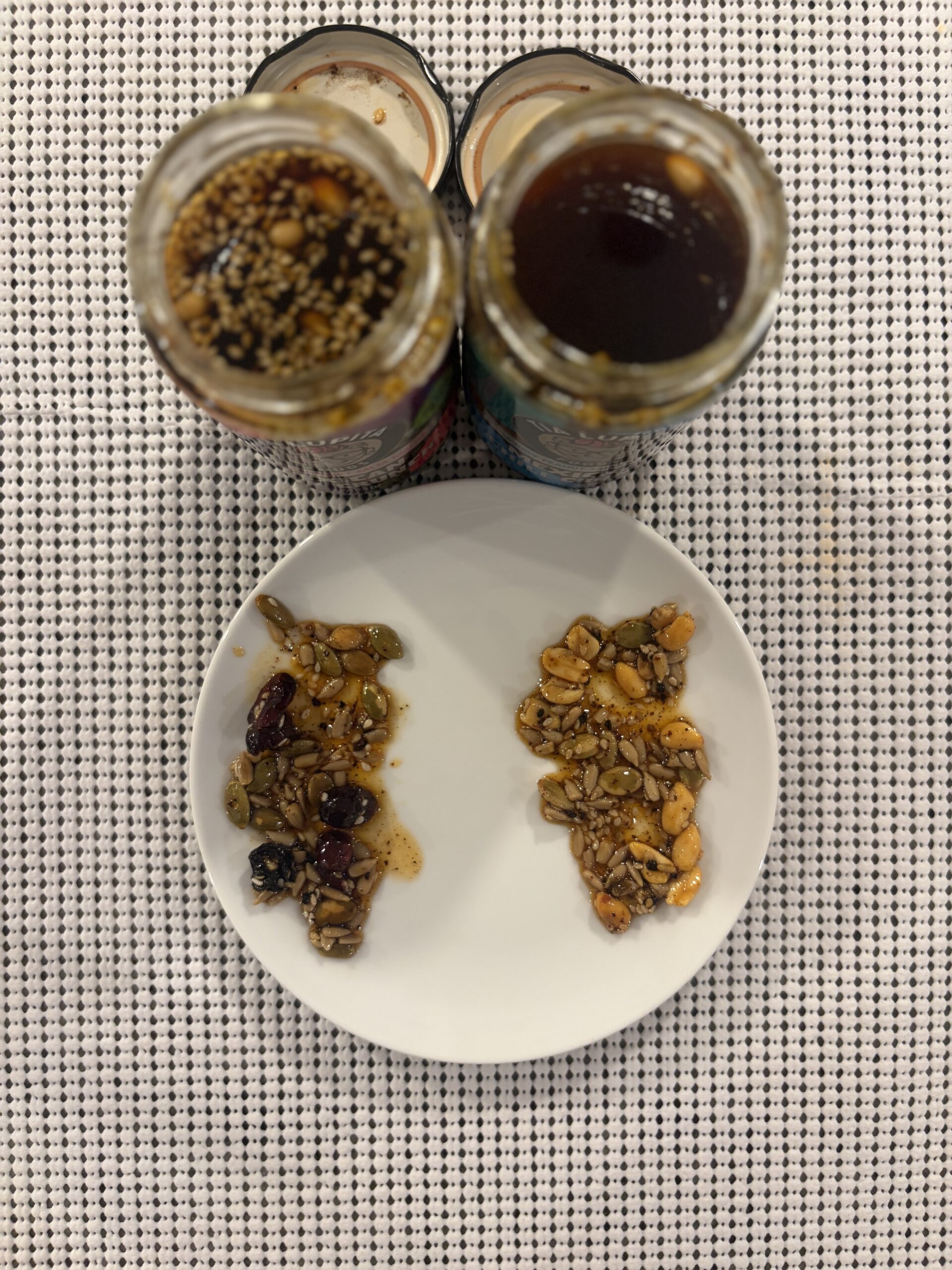 Tia Lupita salsa macha comparison overhead view showing texture differences — Flavor Index Lab