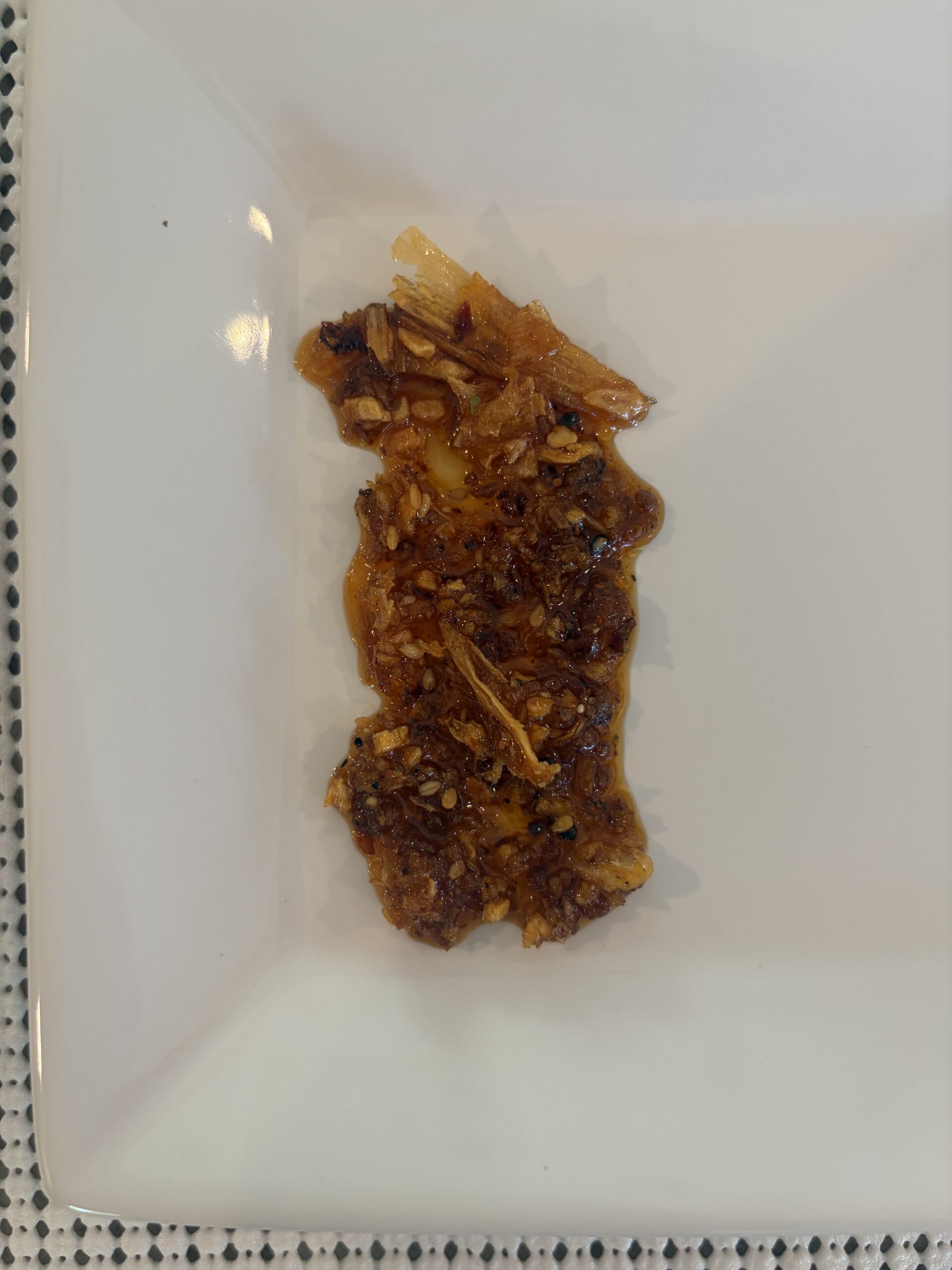 Umami Hottie Crispy Crunchy chili oil plated — Flavor Index Lab