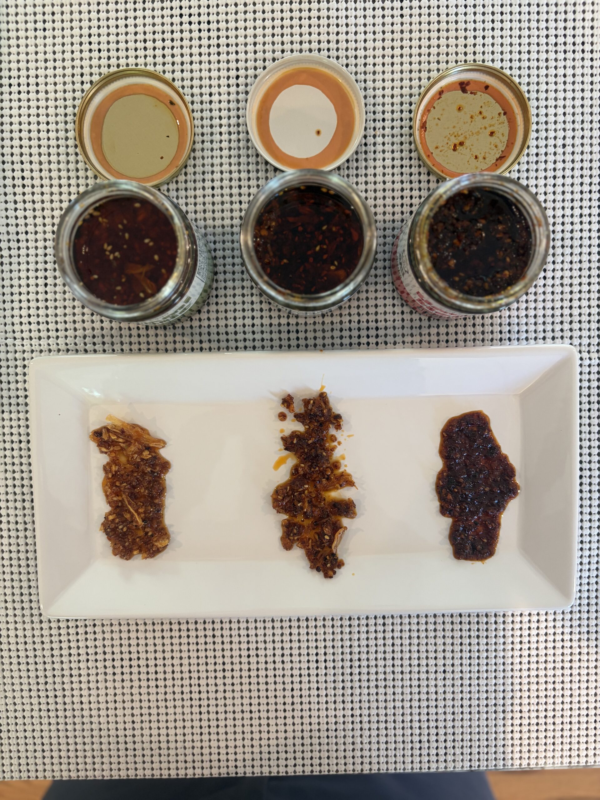 Umami Hottie chili oil comparison top-down view — Flavor Index Lab