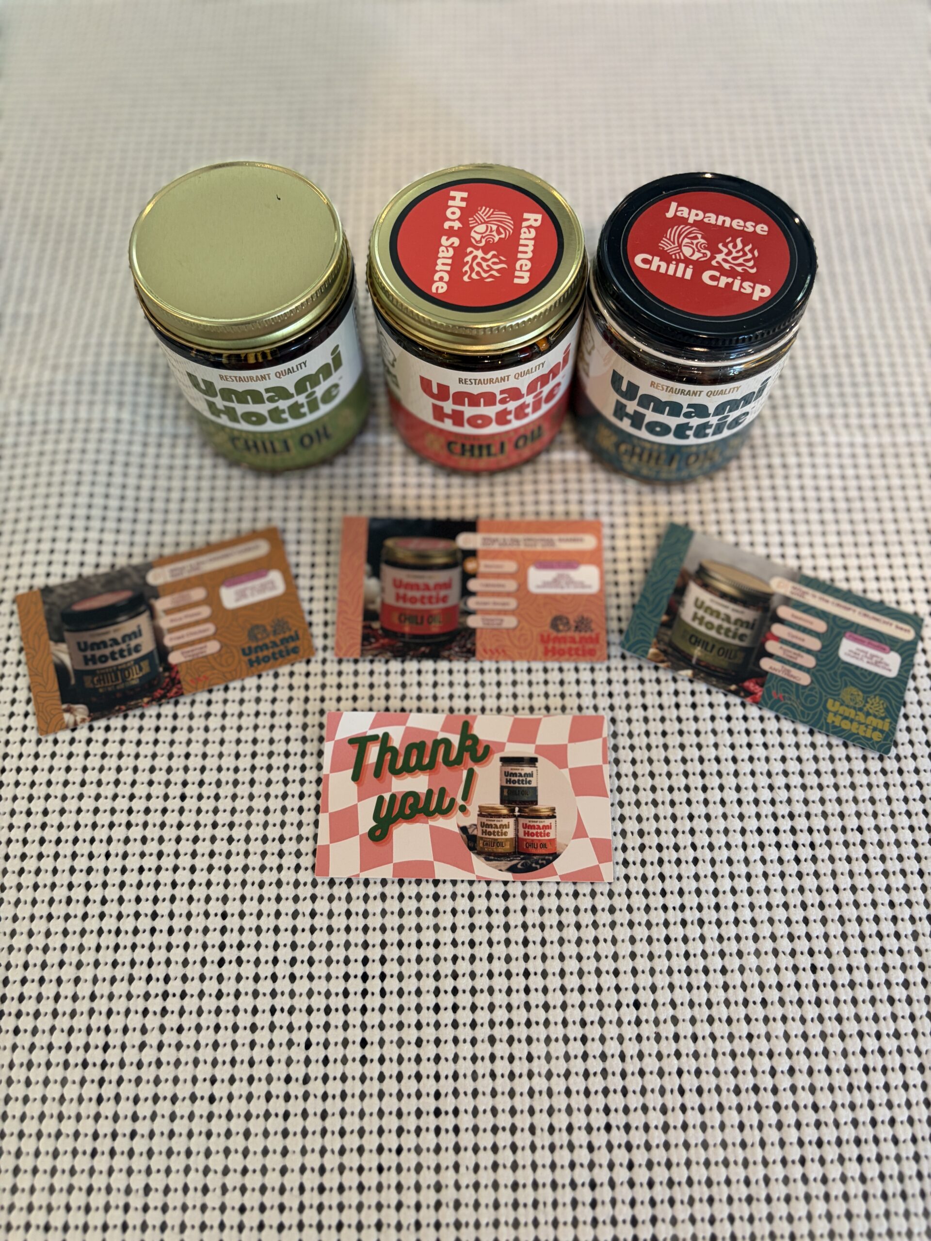 Umami Hottie brand cards and thank-you note — Flavor Index Lab