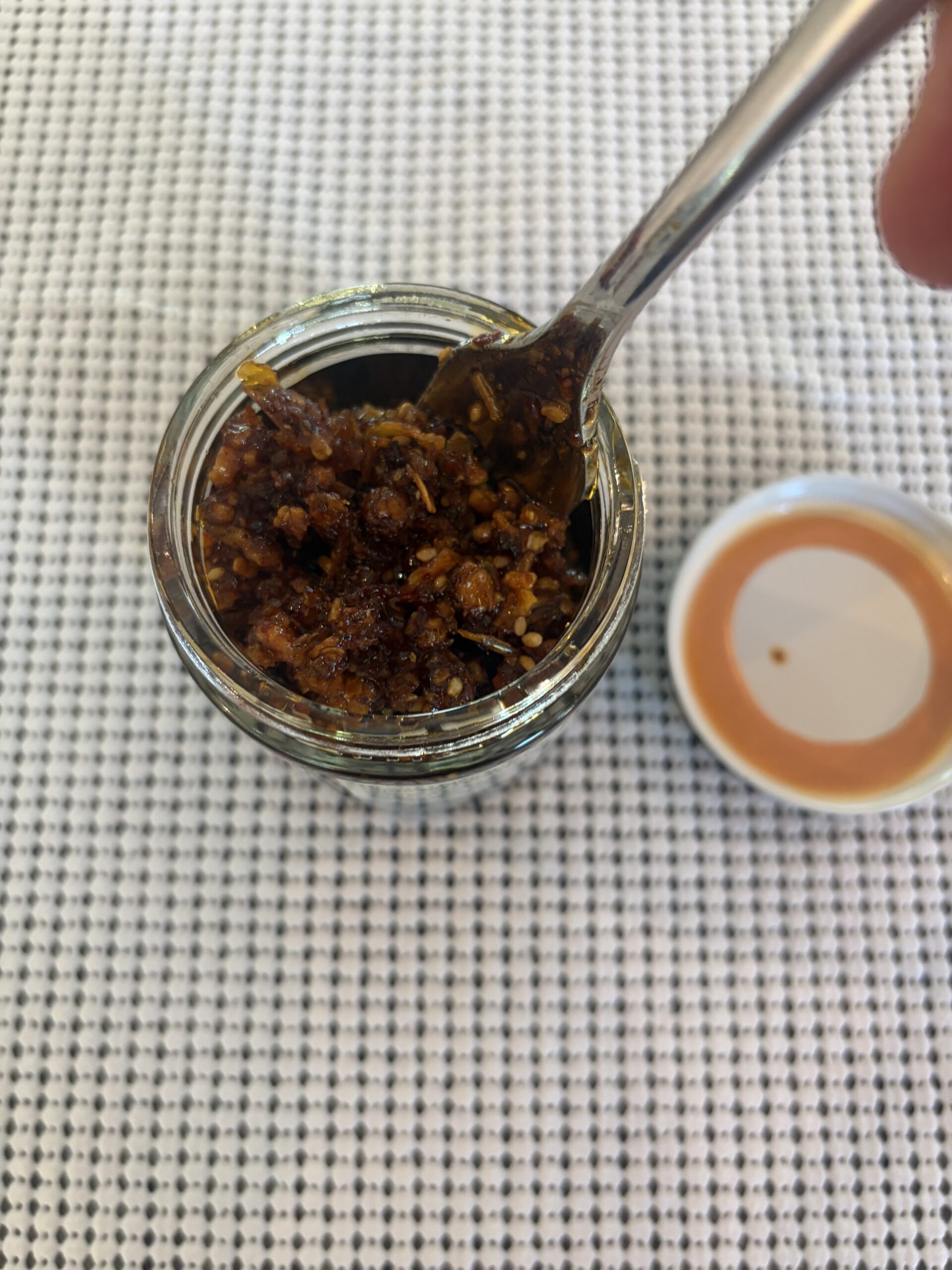Umami Hottie Sweet Heat chili oil after stirring — Flavor Index Lab