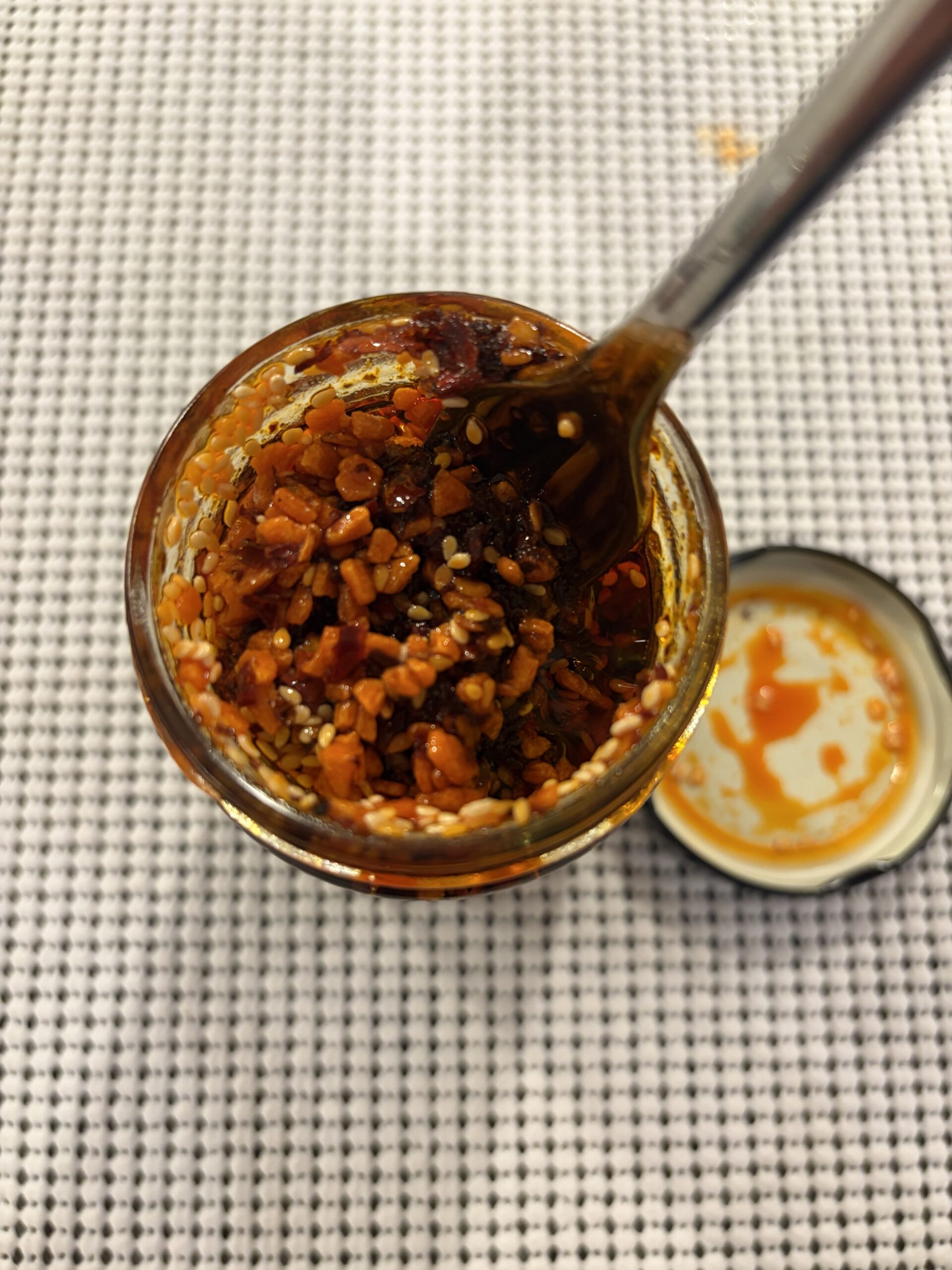 WUJU Sweet Heat chili crisp after stirring — Flavor Index Lab