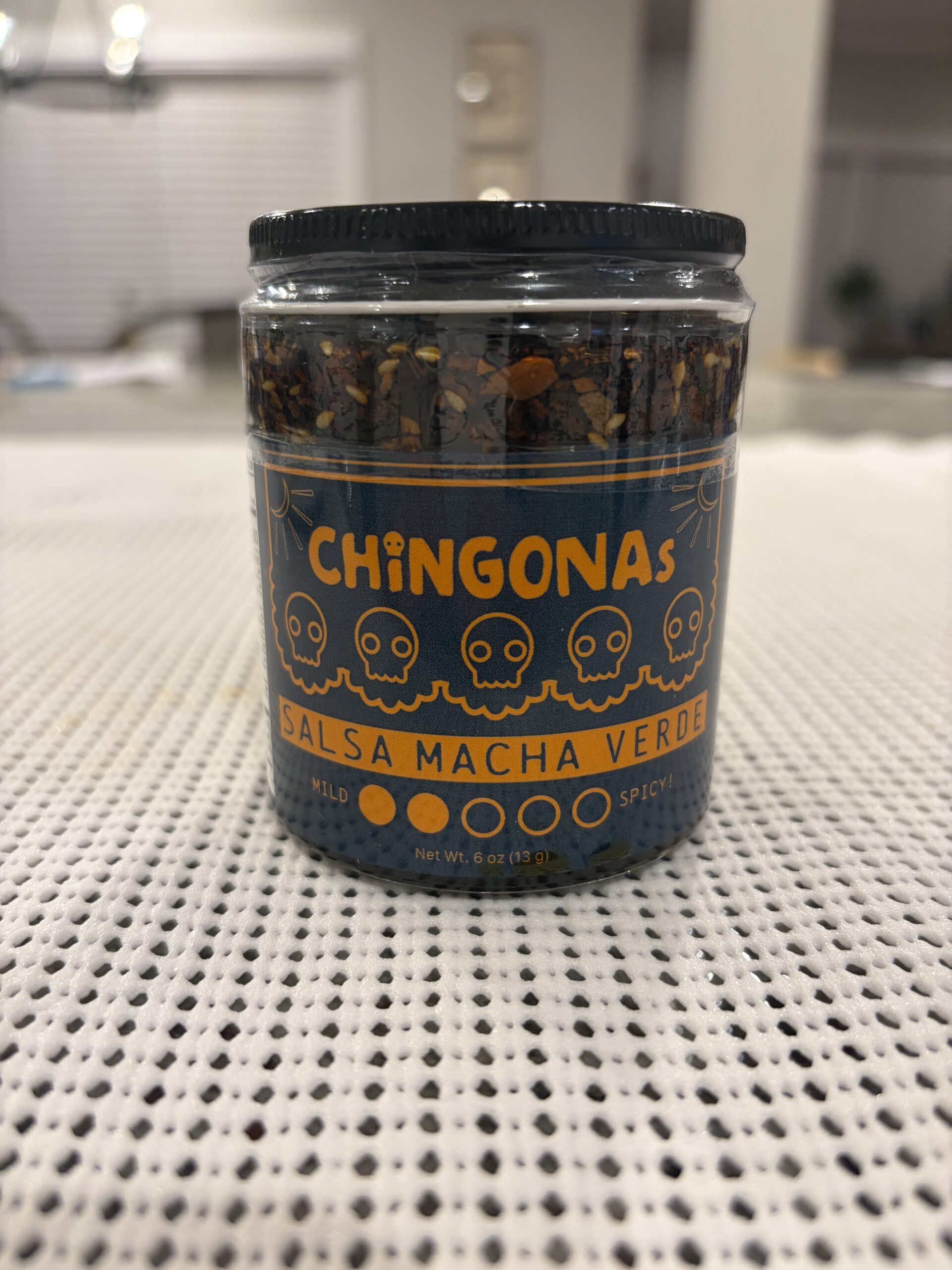 CHiNGONAs Salsa Macha Verde review jar front label — Flavor Index Lab
