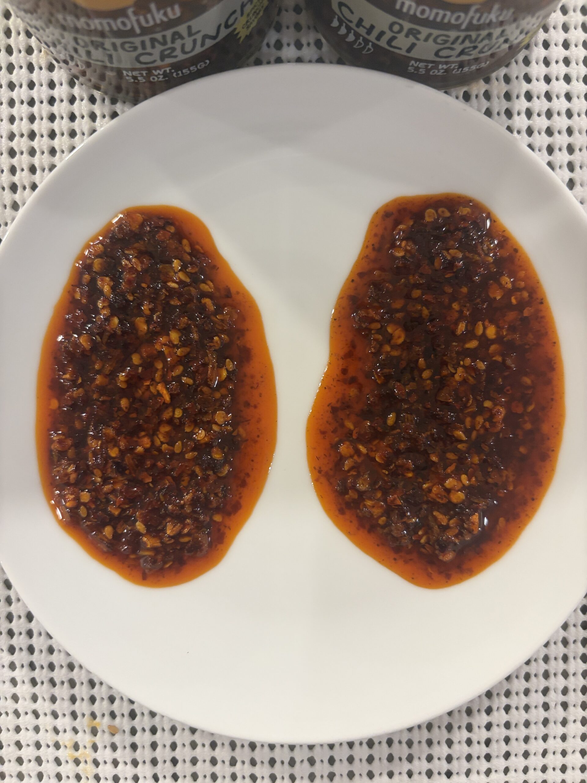 Momofuku Chili Crunch batch comparison close-up of chili crunch texture — Flavor Index Lab