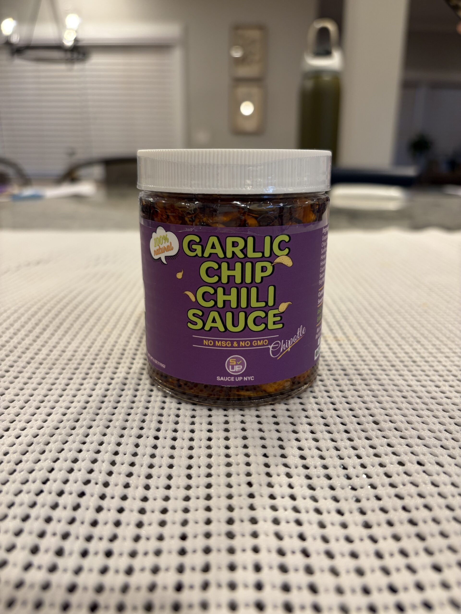 Sauce Up Chipotle Garlic Chip Review — Sauce Up chipotle garlic chip chili sauce jar — Flavor Index Lab
