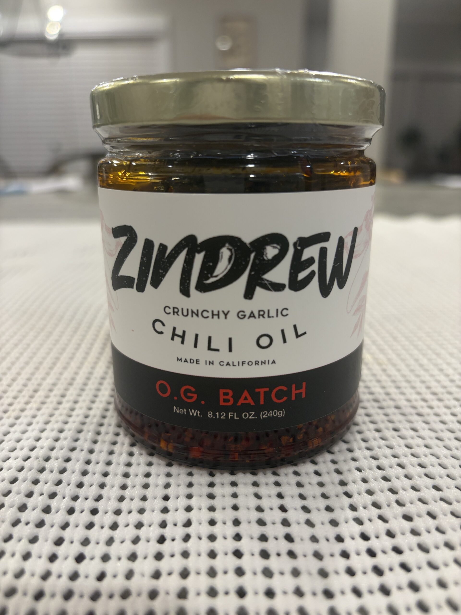 Zindrew Chili Oil Review — ZINDREW crunchy garlic chili oil OG Batch jar — Flavor Index Lab