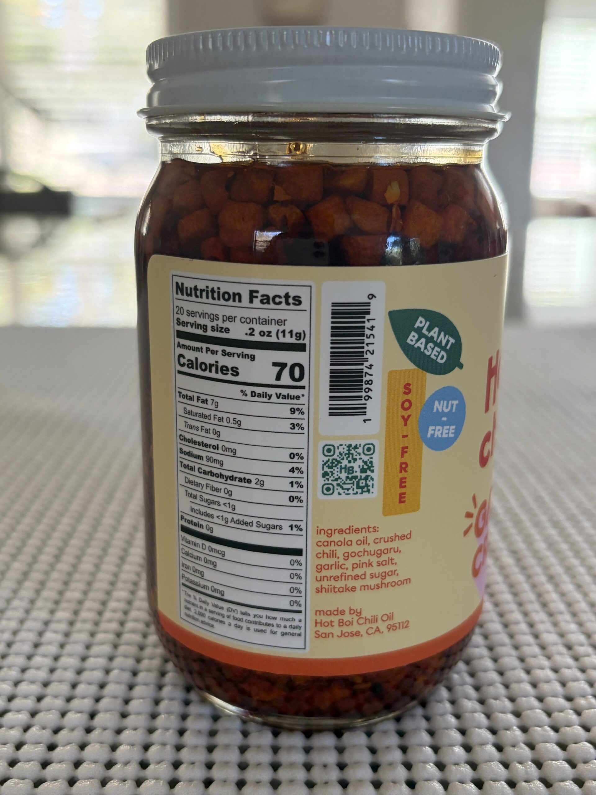 Hot Boi Chili Oil Mild nutrition facts and ingredient list — Flavor Index Lab